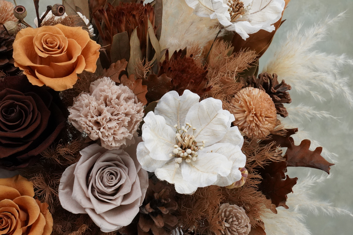 永生花盆花長盆,永生花開幕盆栽,永生花升遷盆花,大地色特寫31