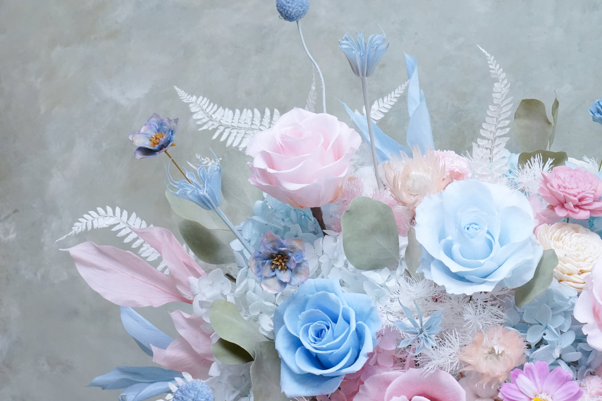 永生花盆花長盆,永生花開幕盆栽,永生花升遷盆花,馬卡龍色2345