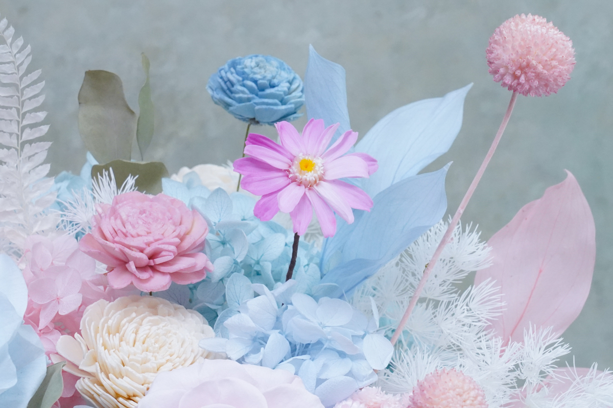 永生花盆花長盆,永生花開幕盆栽,永生花升遷盆花,馬卡龍色234