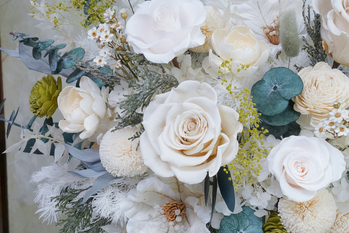 翡翠綠永生花盆栽,永生花特寫2