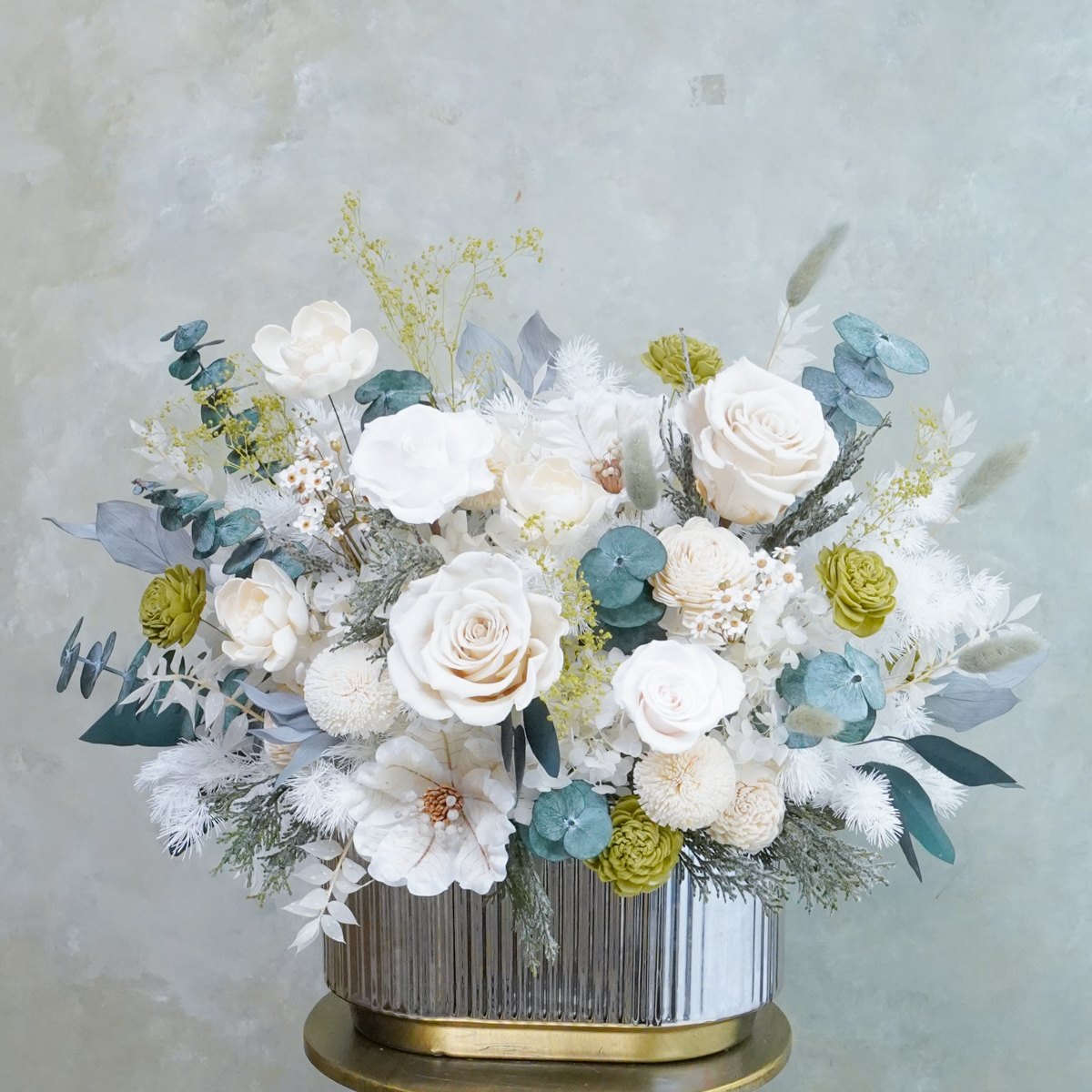 翡翠綠永生花盆栽2