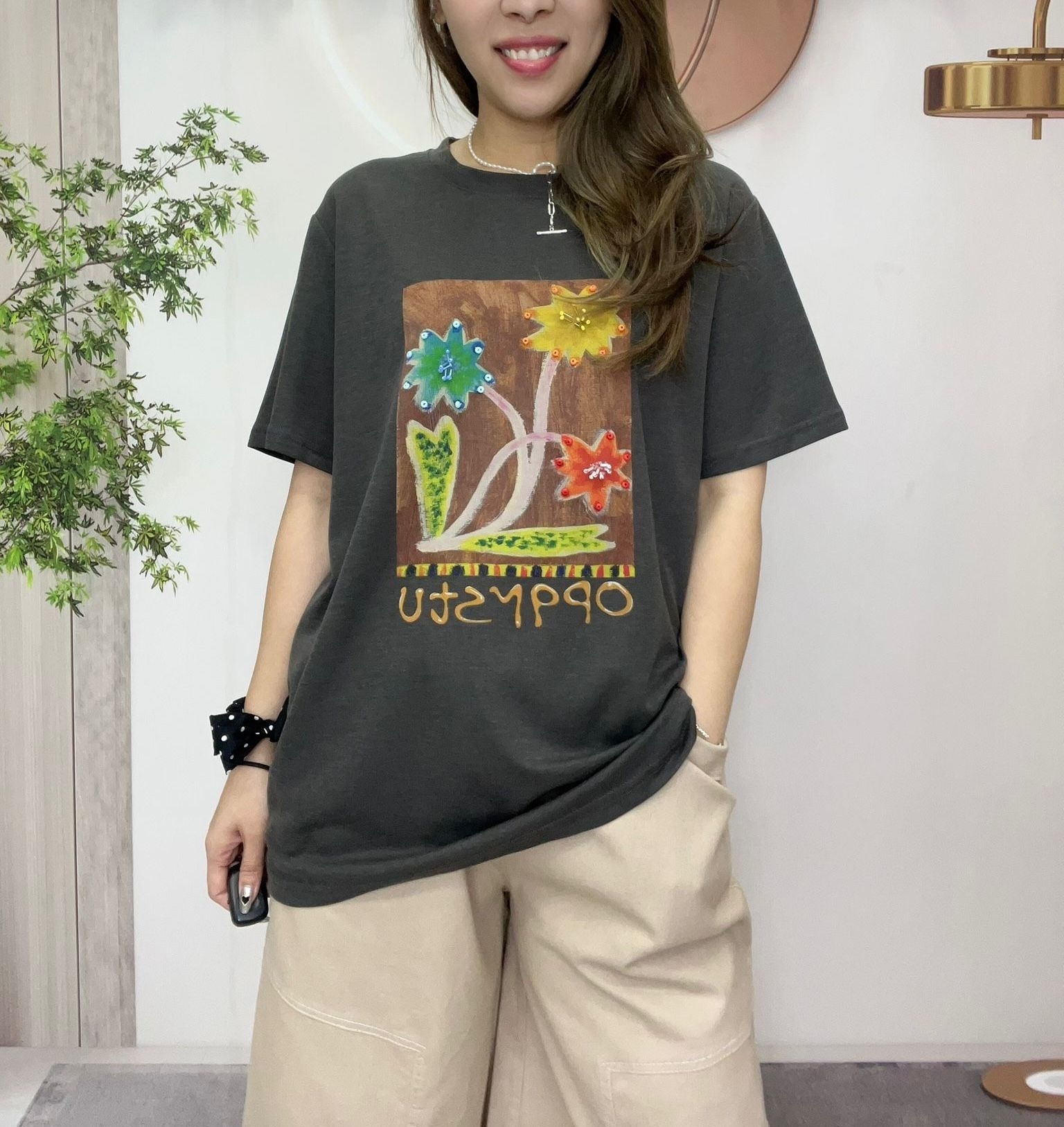 Ma牌子立體花圖案top ～160U