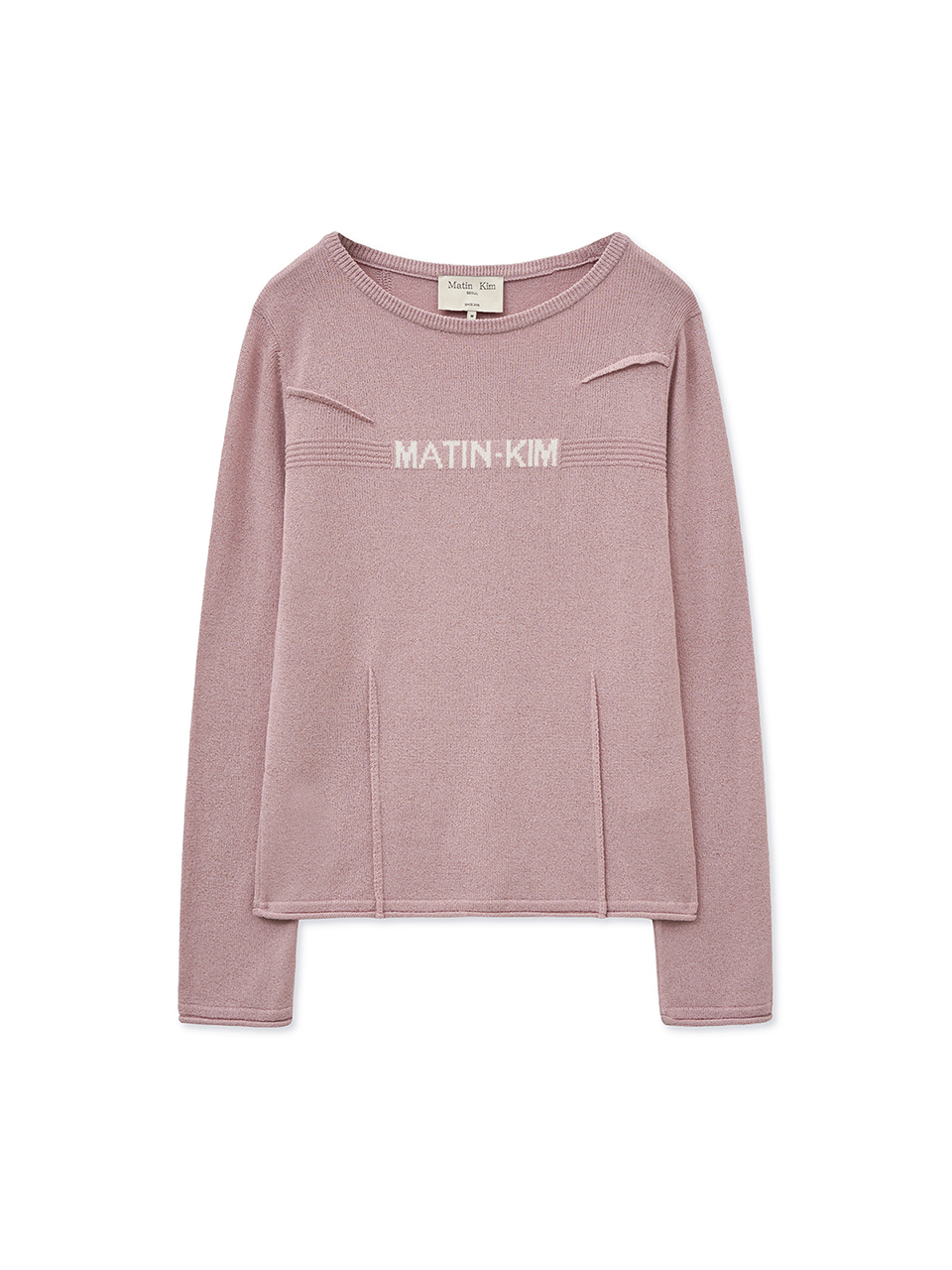 摺邊細節修身針織上衣 粉紅色