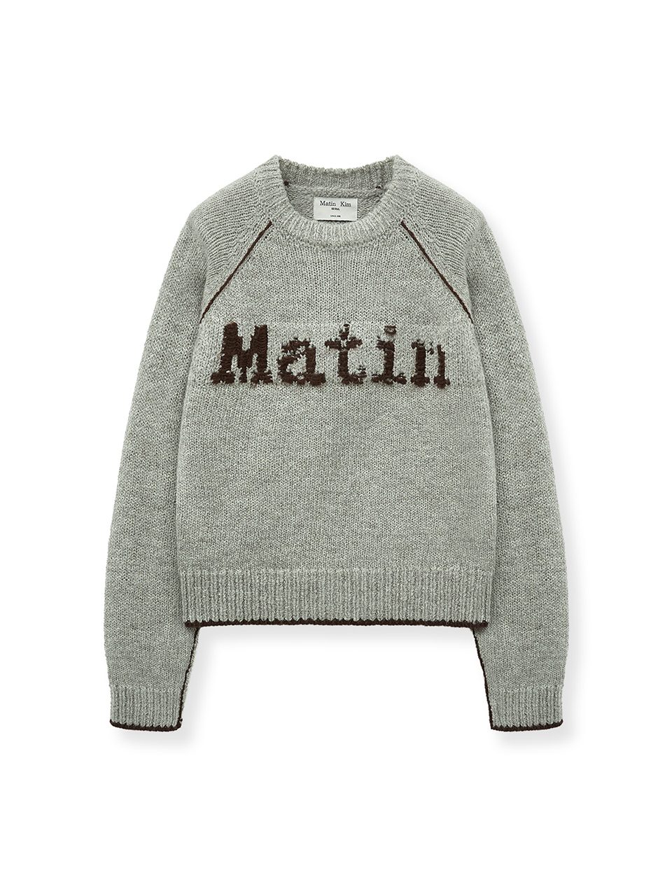 MATIN KIM連肩袖針織上衣 淺灰