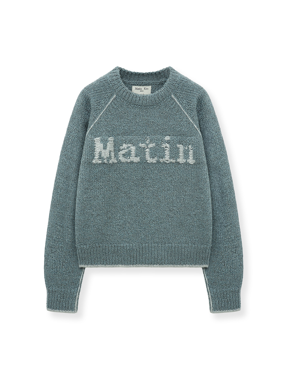 MATIN KIM連肩袖針織上衣 煙燻藍