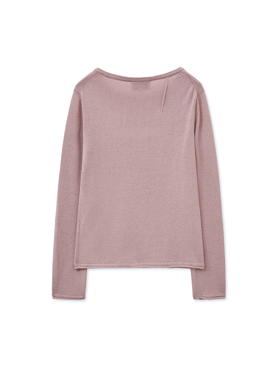 摺邊細節修身針織上衣 粉紅色