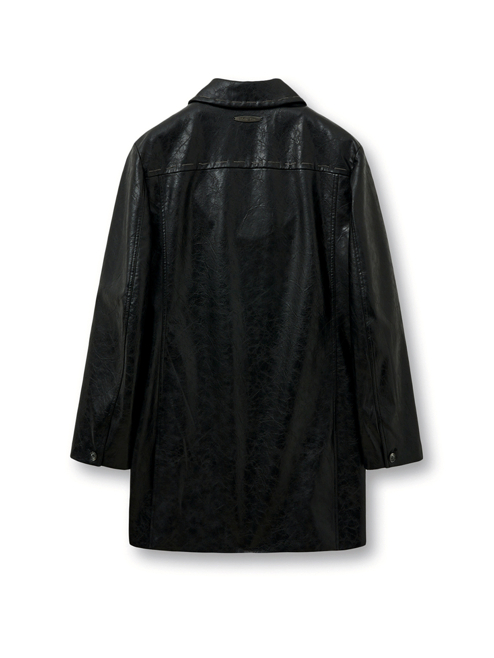 復古水洗感皮衣外套 黑色