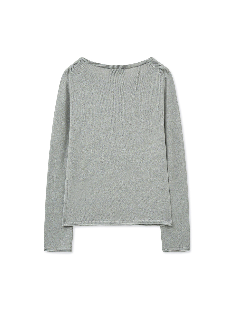 摺邊細節修身針織上衣 淺灰