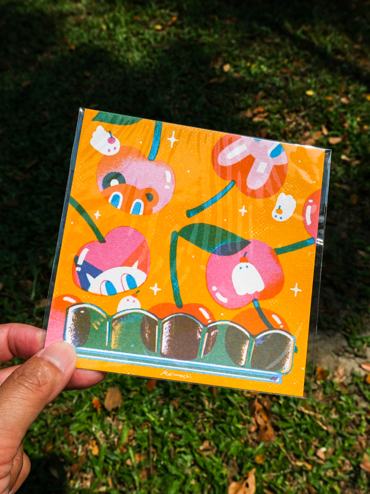 Raimochi｜RISO 明信片｜一碗櫻桃