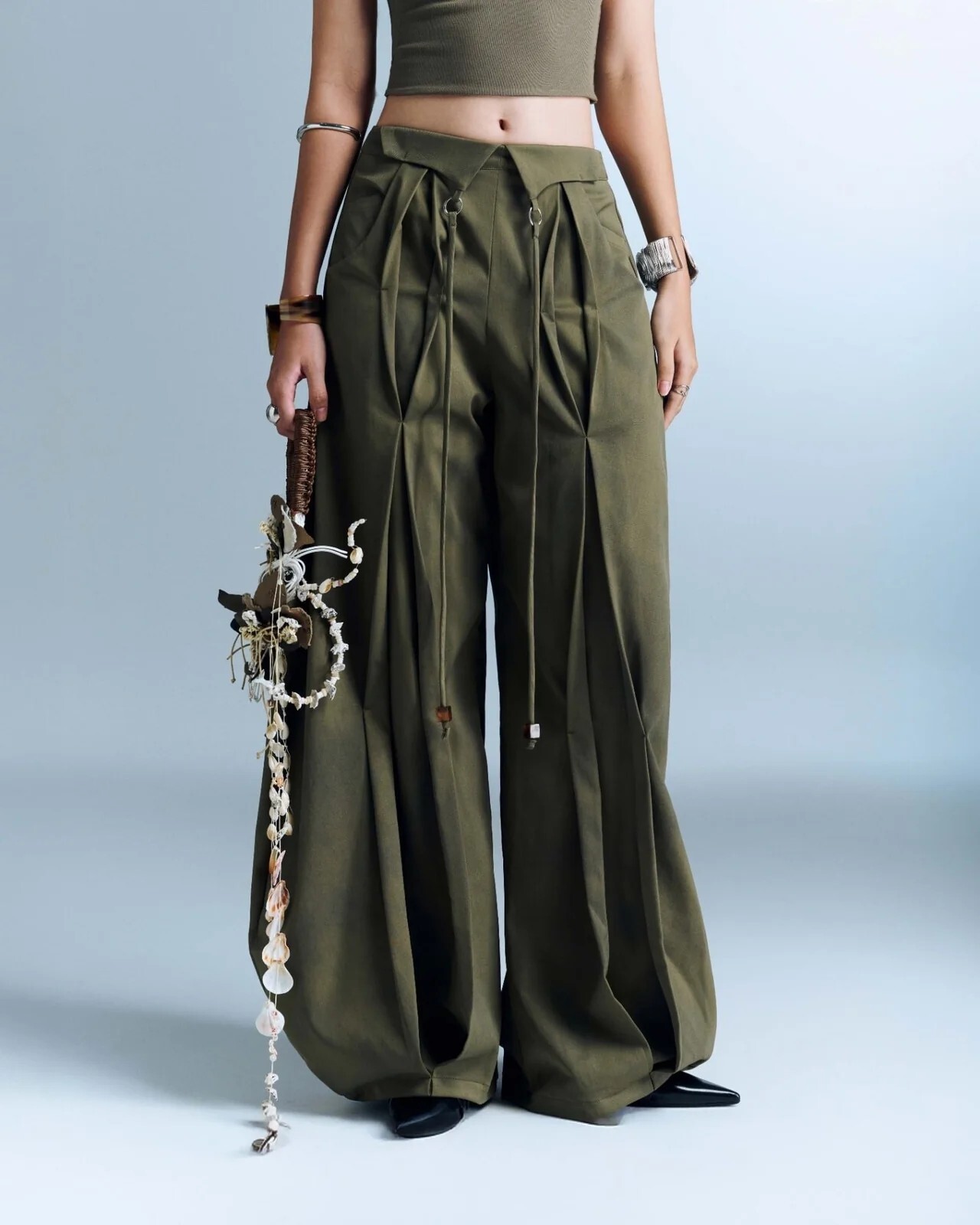 BUNNYHILL SOLOMON PANTS 多層 褶皺 闊腿褲