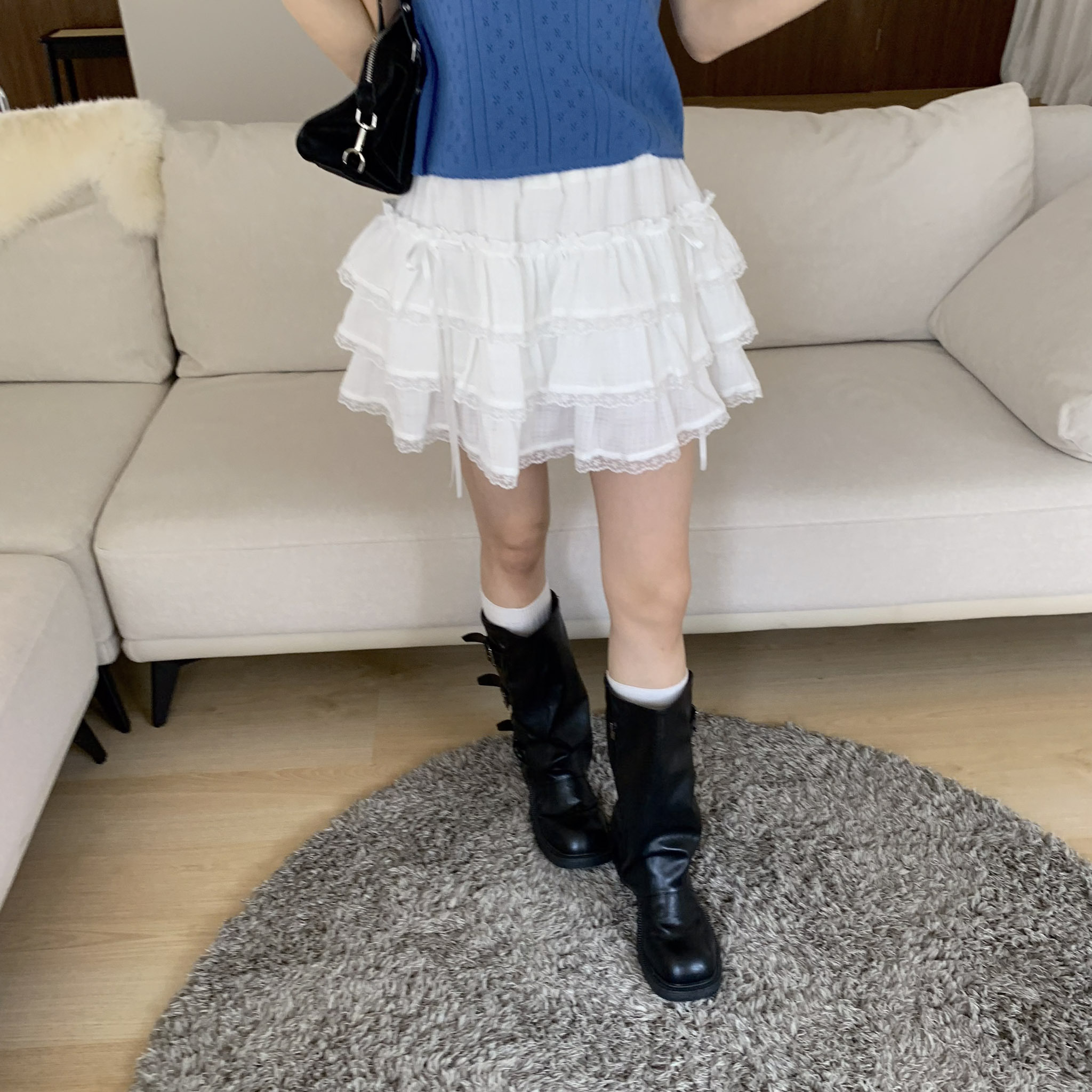 ISA_蕾絲是細節! 微甜小緞帶蛋糕擺褲裙_63117