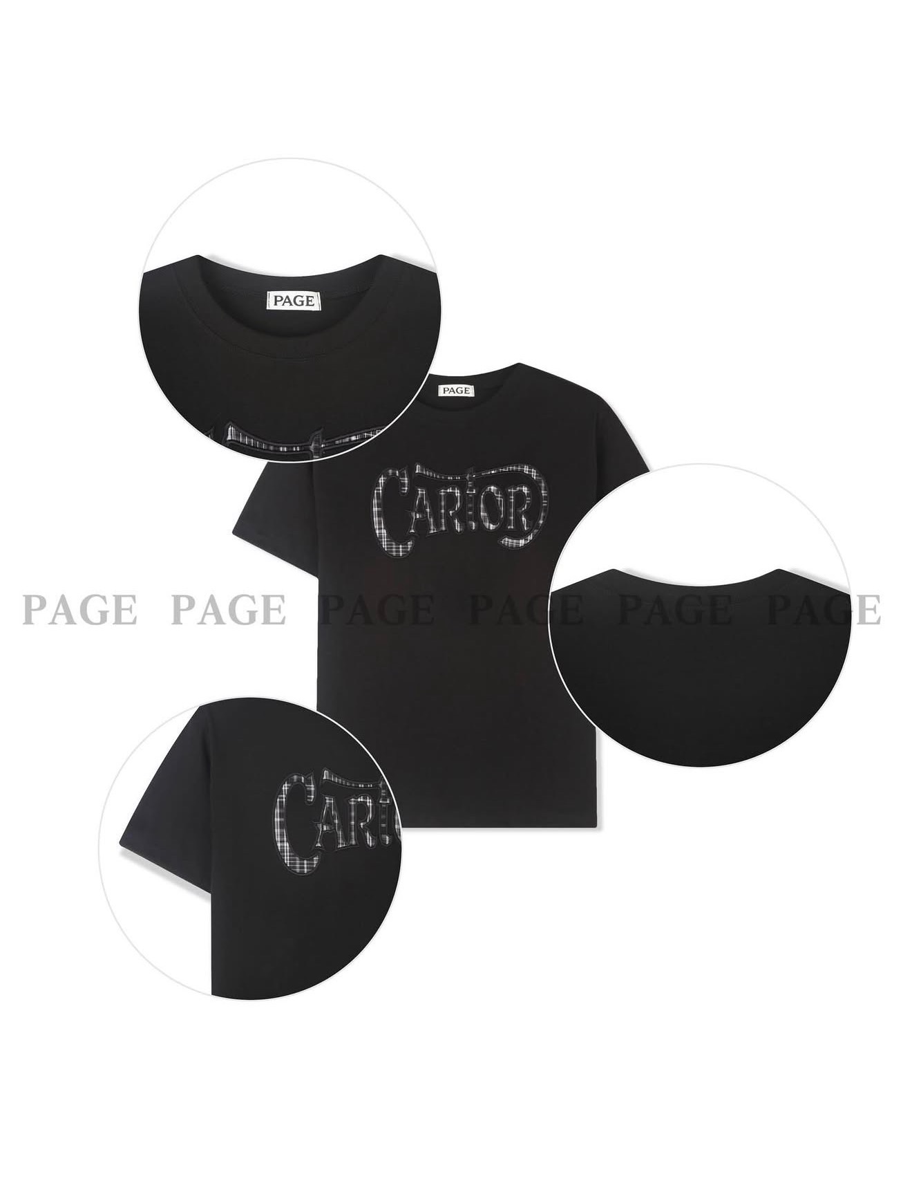 A6 格紋拼字T shirt