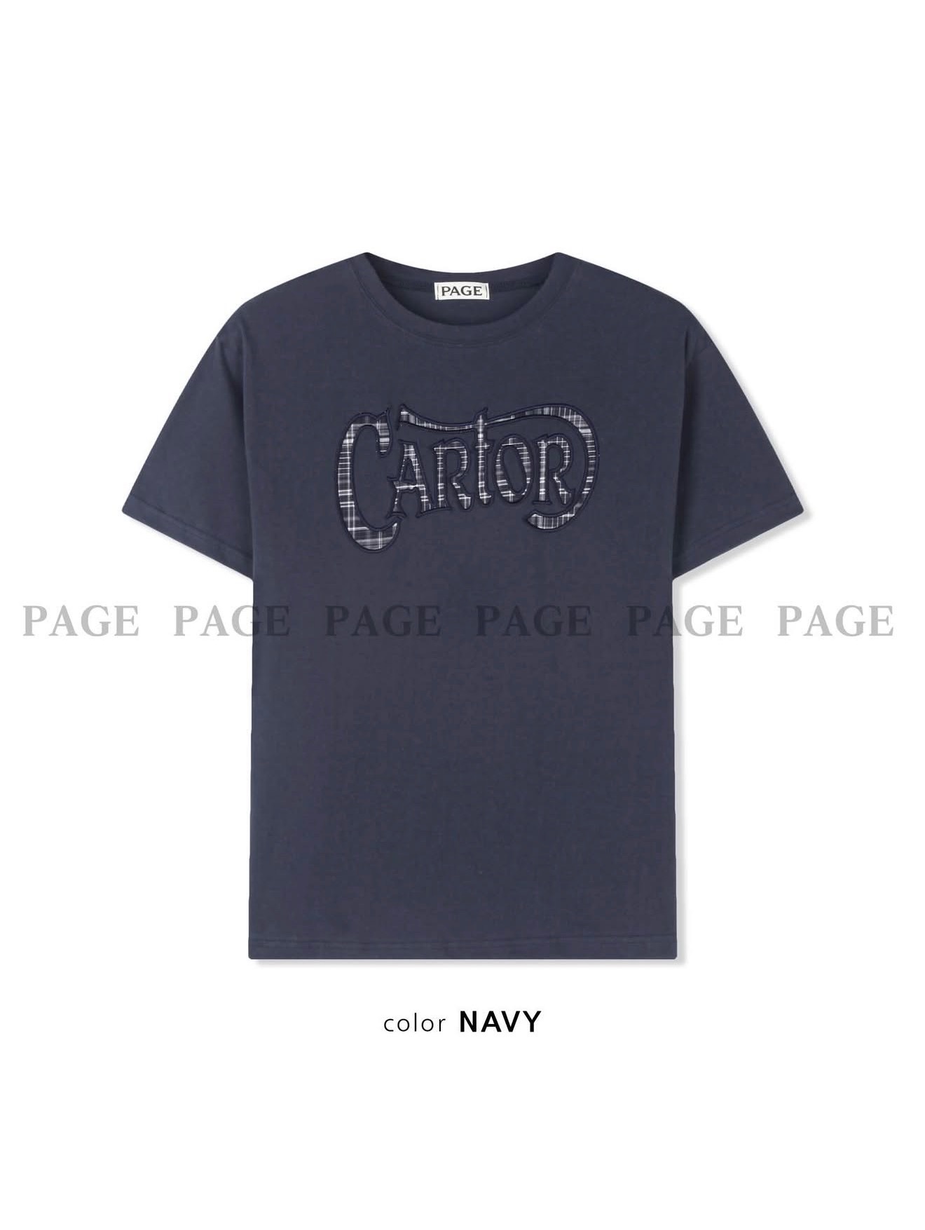 A6 格紋拼字T shirt