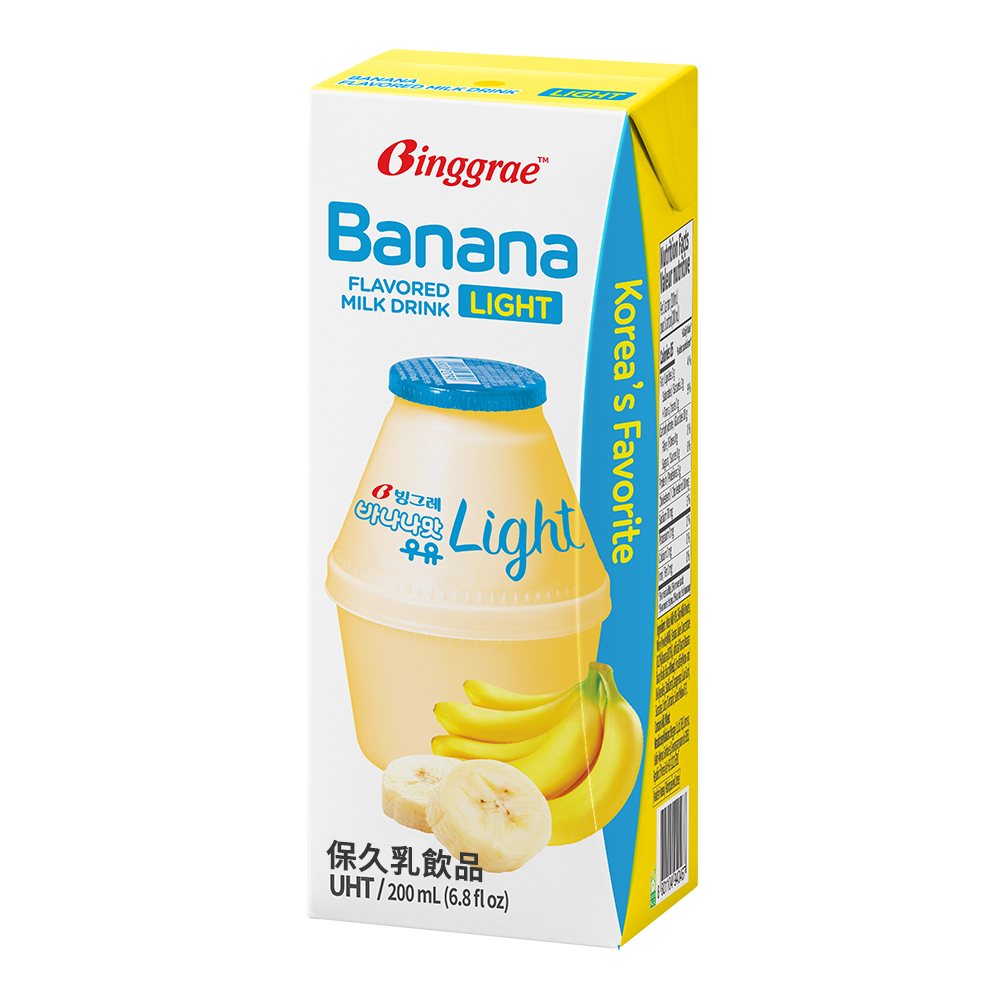 【BKSHOP】Binggrae-light香蕉風味牛奶200ml【送聖誕限定手機支架乙個】