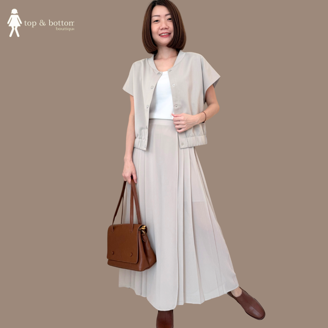 ELASTIC WAISTED CHIFFON PLEATED PANT