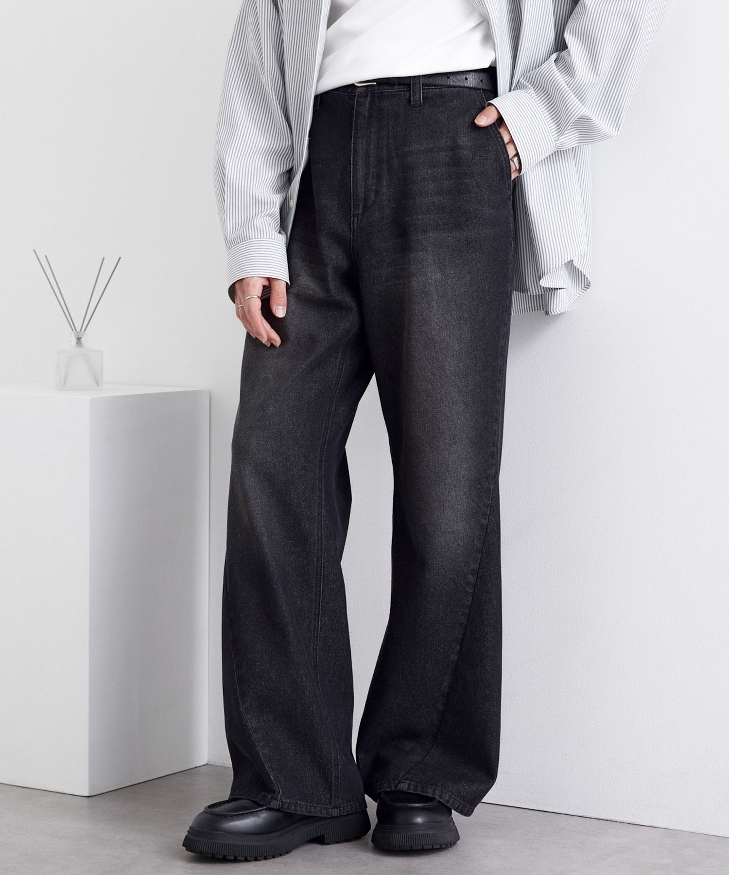 <腿好長>日本 Mono Mart 復古 水洗 寬鬆 牛仔褲 長褲 五色