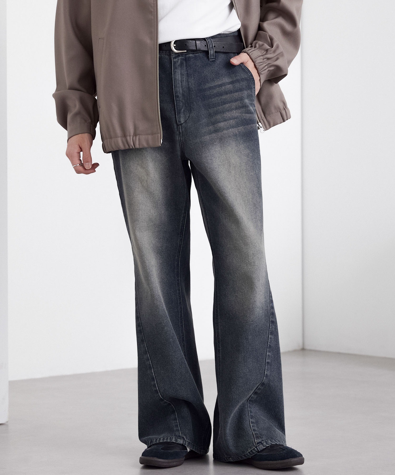 <腿好長>日本 Mono Mart 復古 水洗 寬鬆 牛仔褲 長褲 五色