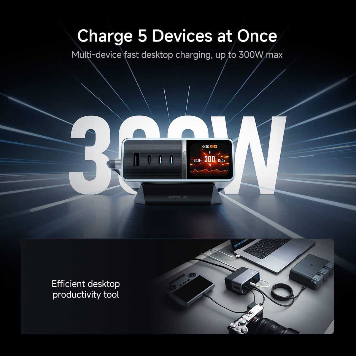 Cuktech 30號超級電站Ultra 300W 13A插頭 3x USB-C ＋1x USB-A + 300W DC