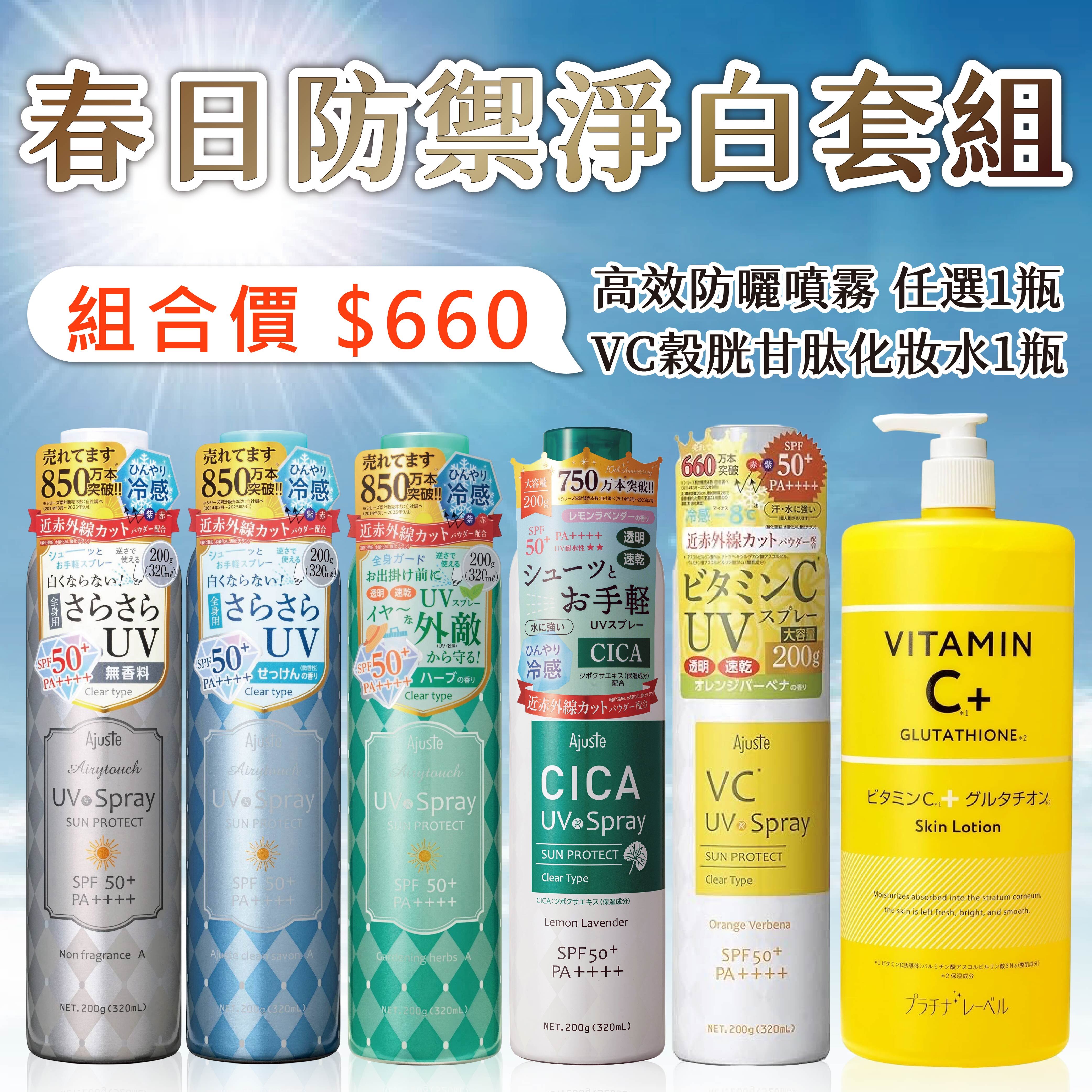 愛伽絲官方直營【任選3瓶$999 免運】Ajuste愛伽絲 高效防曬噴霧 積雪草款-320mL SPF50+ PA++++