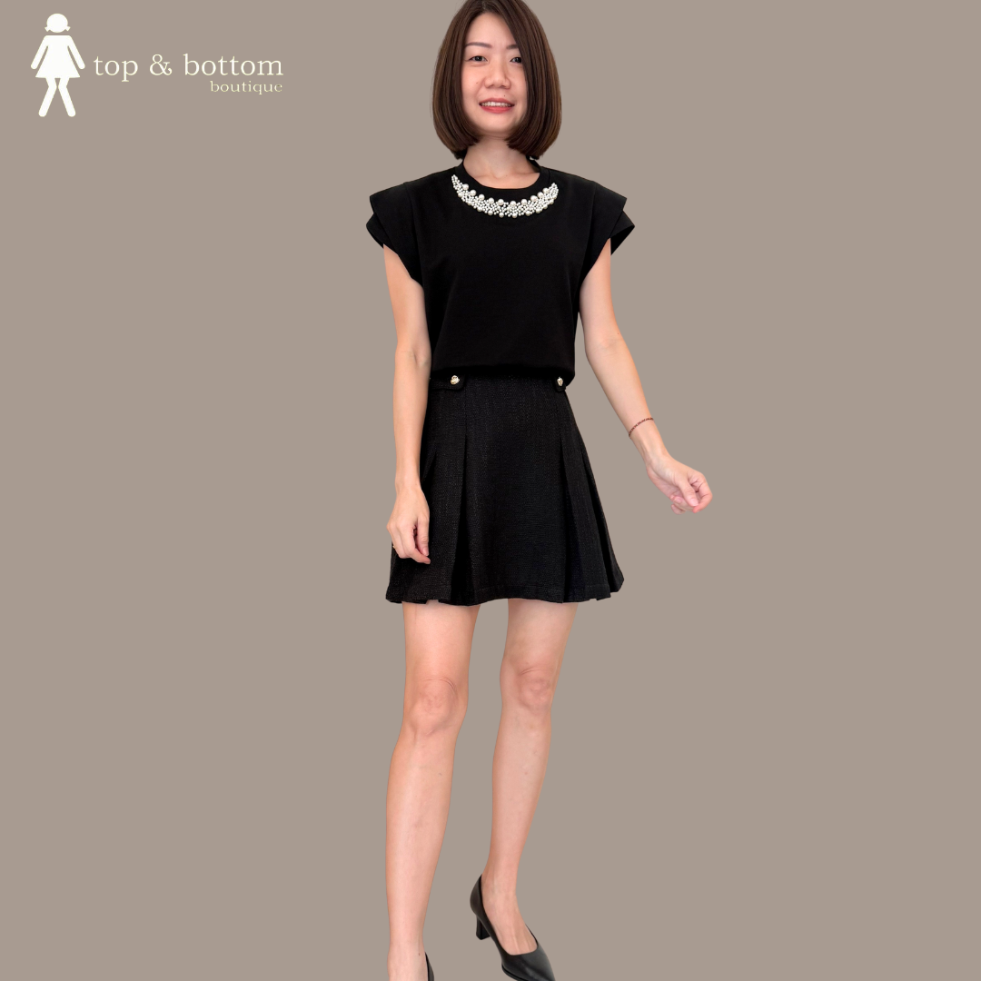 HIGH WAISTED TWEED SHORT SKIRT