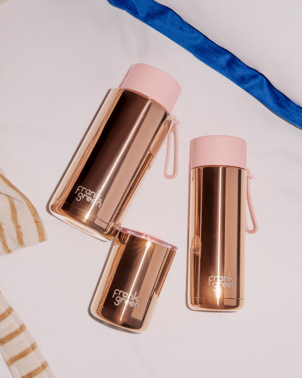 Rose Gold Ceramic Reusable Bottle with Flip Straw Lid - 20oz / 595ml | FRANK GREEN