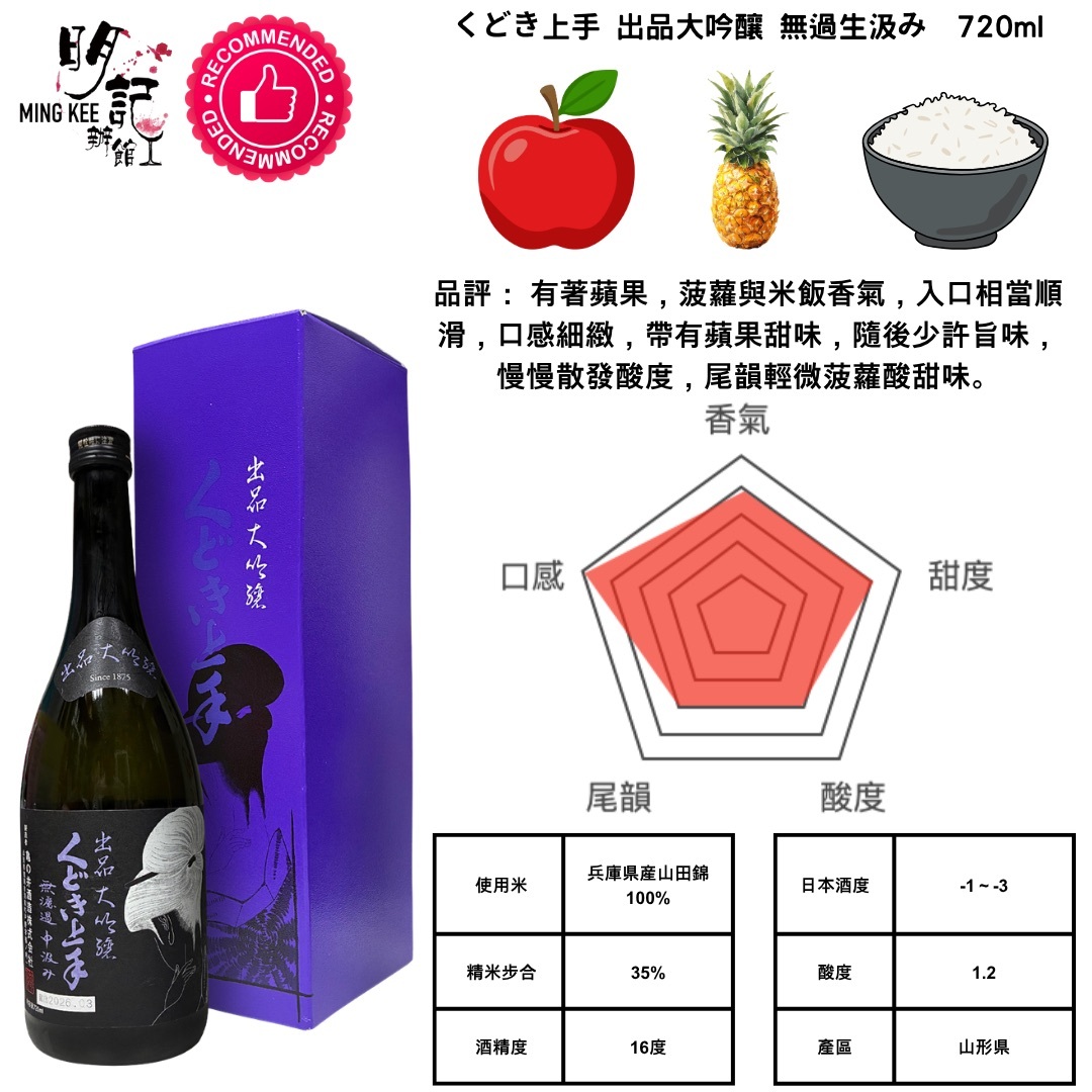 くどき上手 出品大吟釀 無過生汲み 720ml