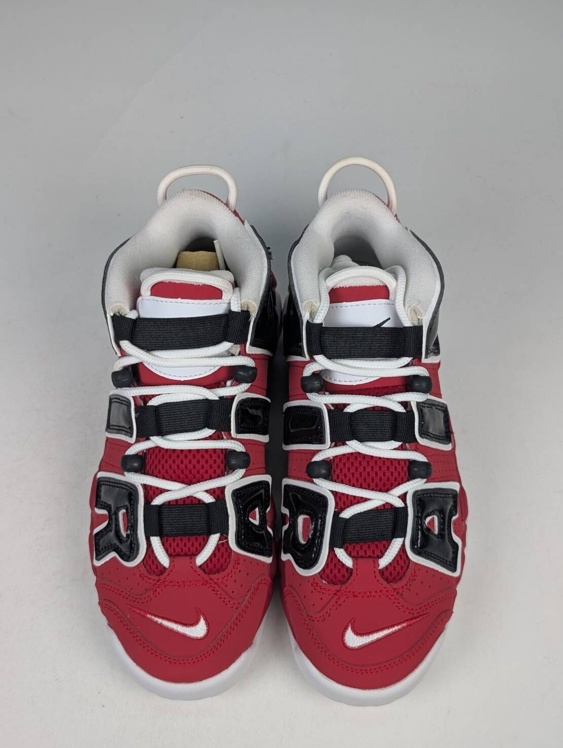 微瑕疵-左右腳內外側微泛黃&鞋口髒污 415082-600/5Y Nike Air More Uptempo GS 紅黑 大AIR 大童