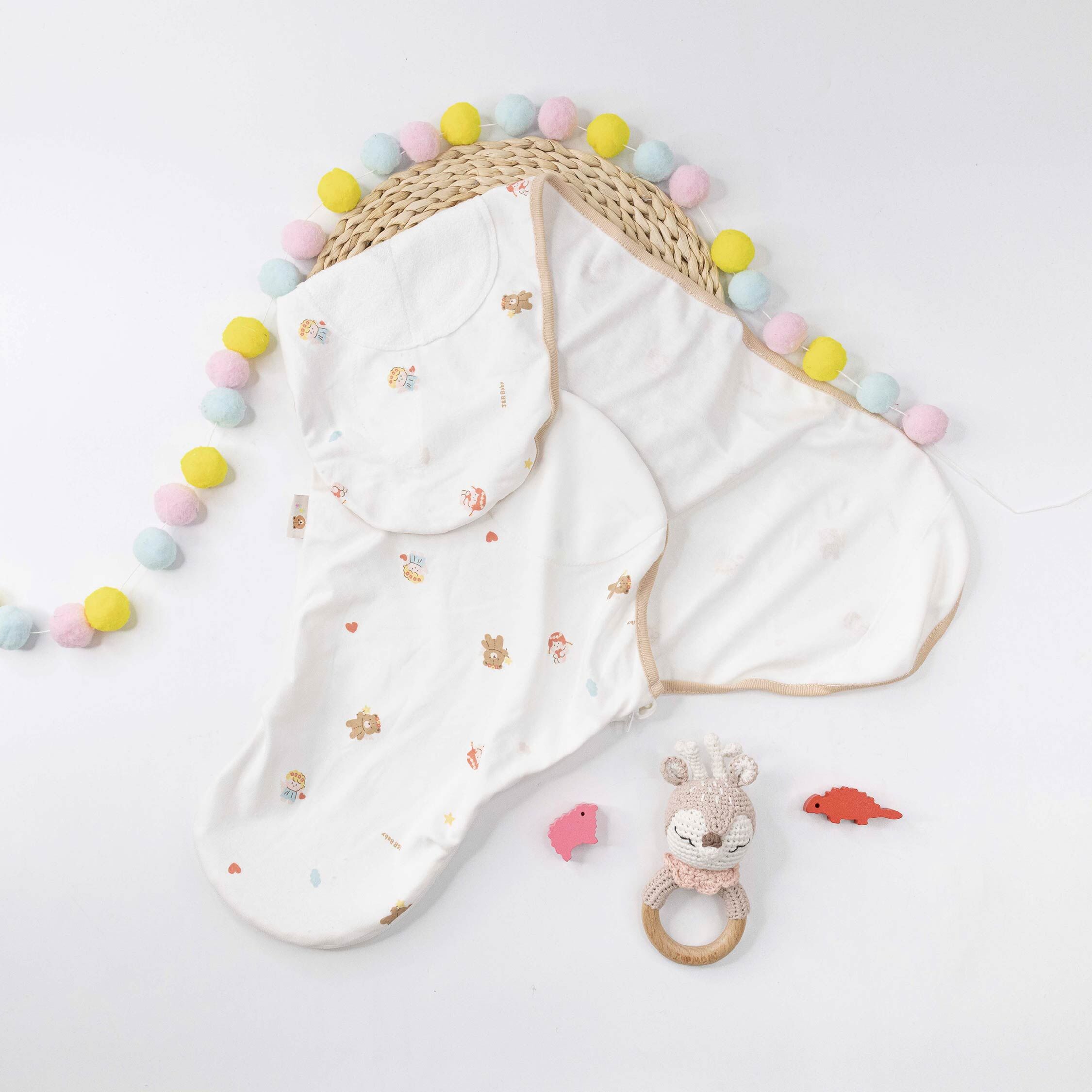 MIT原創純棉天使小熊靜音懶人包巾(JB0572)