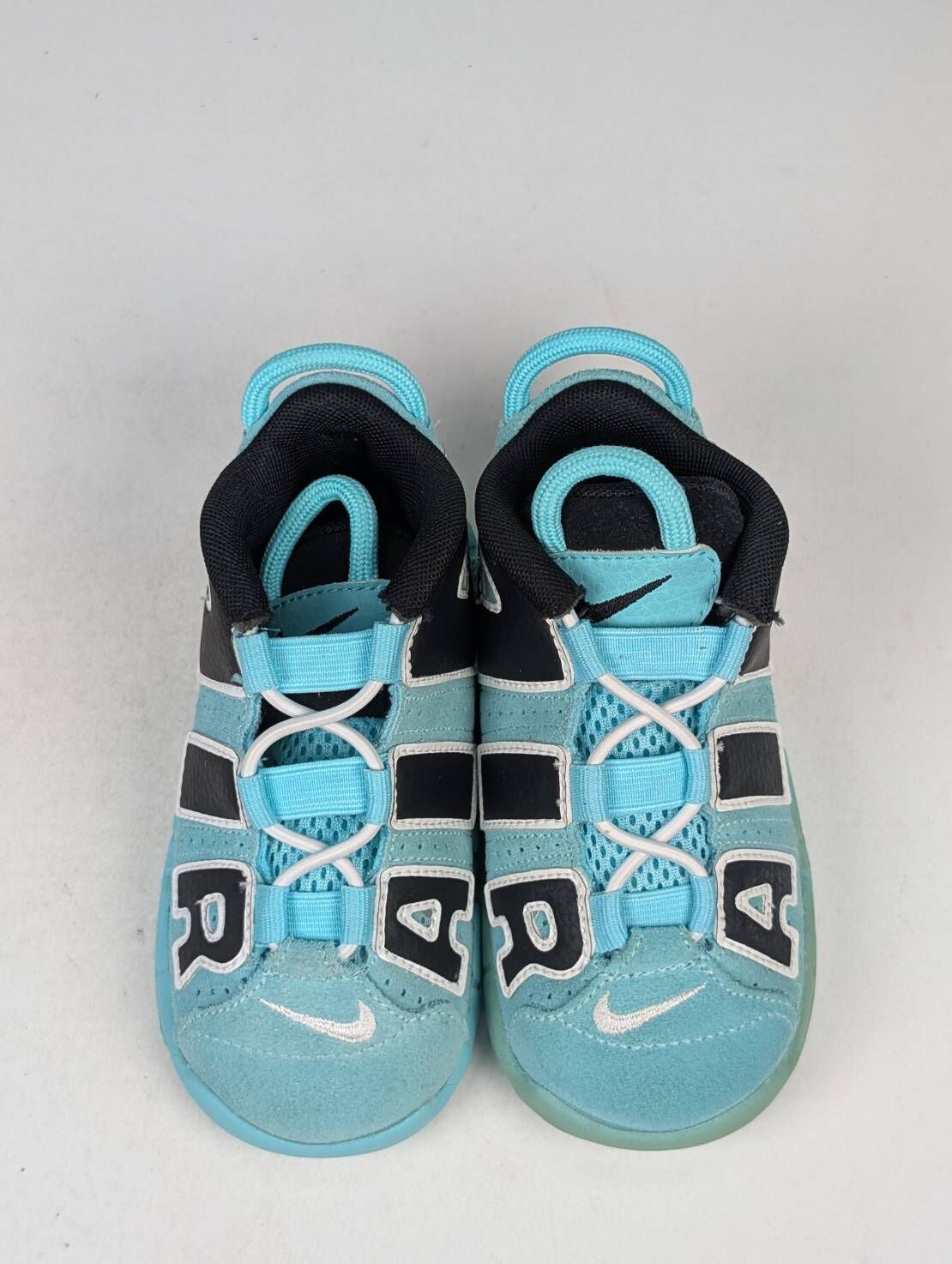 微瑕疵-左腳中底鞋底泛黃 CK0825-403 8C Air More Uptempo Light Aqua (TD) 湖水綠 小童款