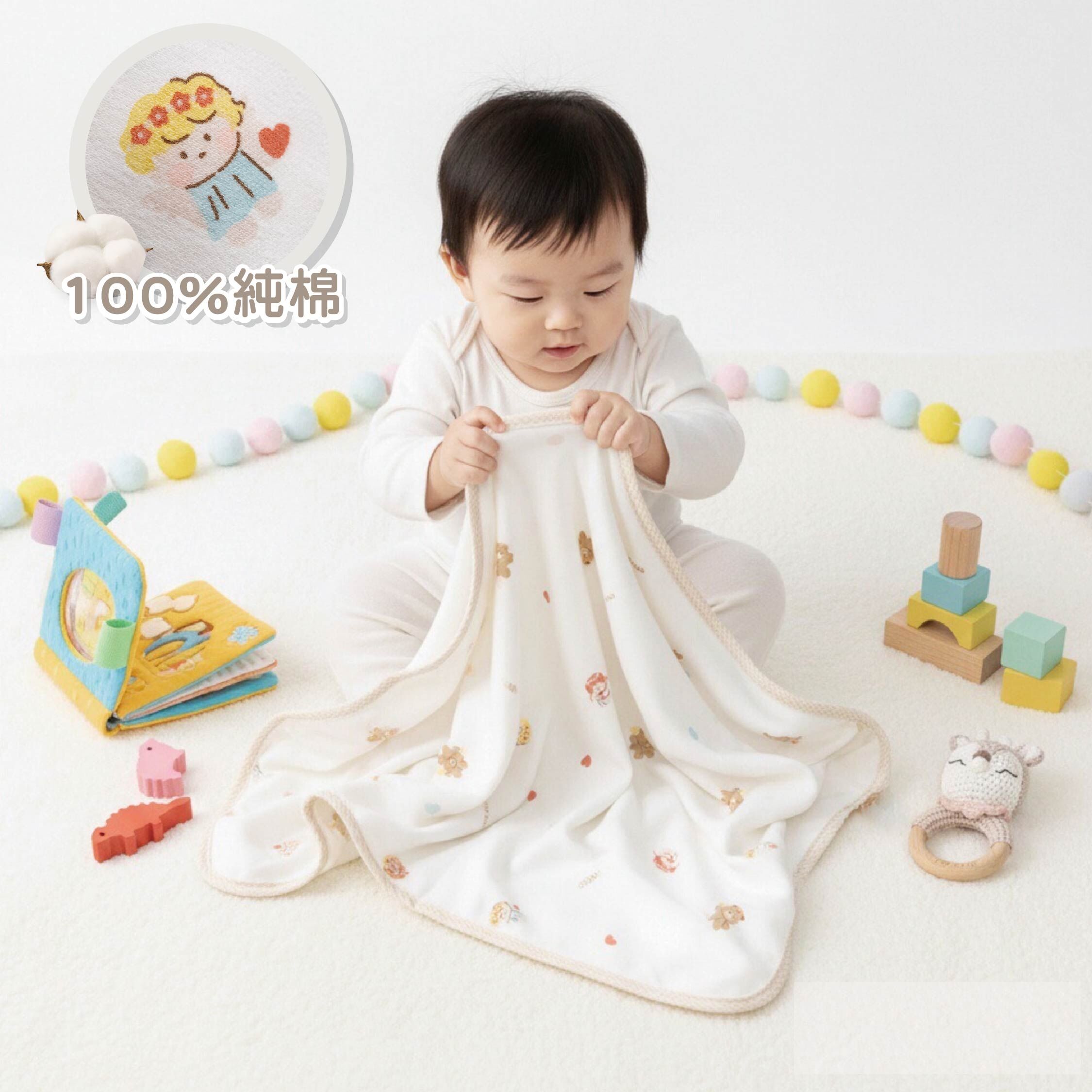 MIT原創純棉天使小熊兩用包巾蓋被(JB0573)