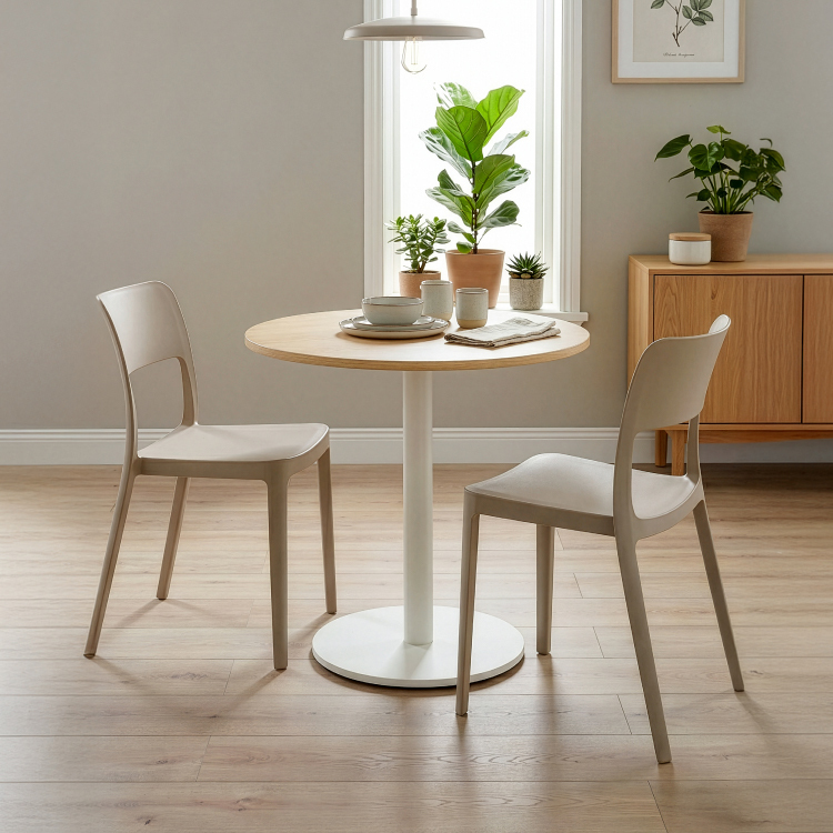 銀絲橡木紋圓桌