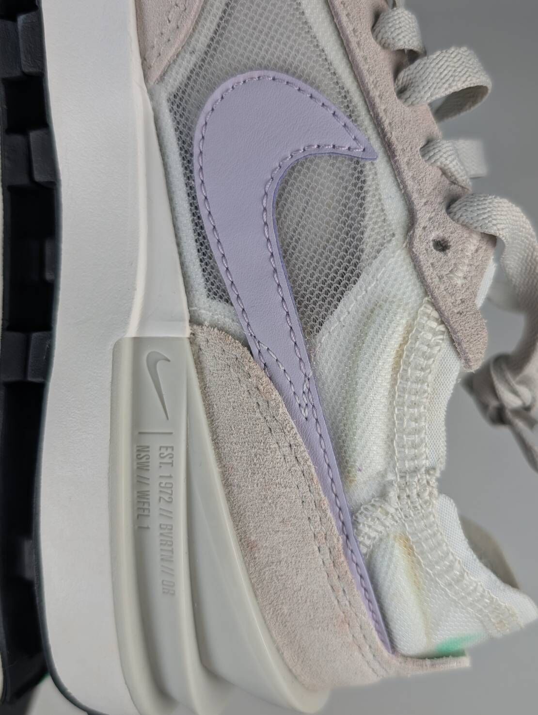 微瑕疵-左右腳內外側泛黃 DC2533-101/6.5 Nike Waffle One 女灰白小Sacai 解構輕量休閒鞋