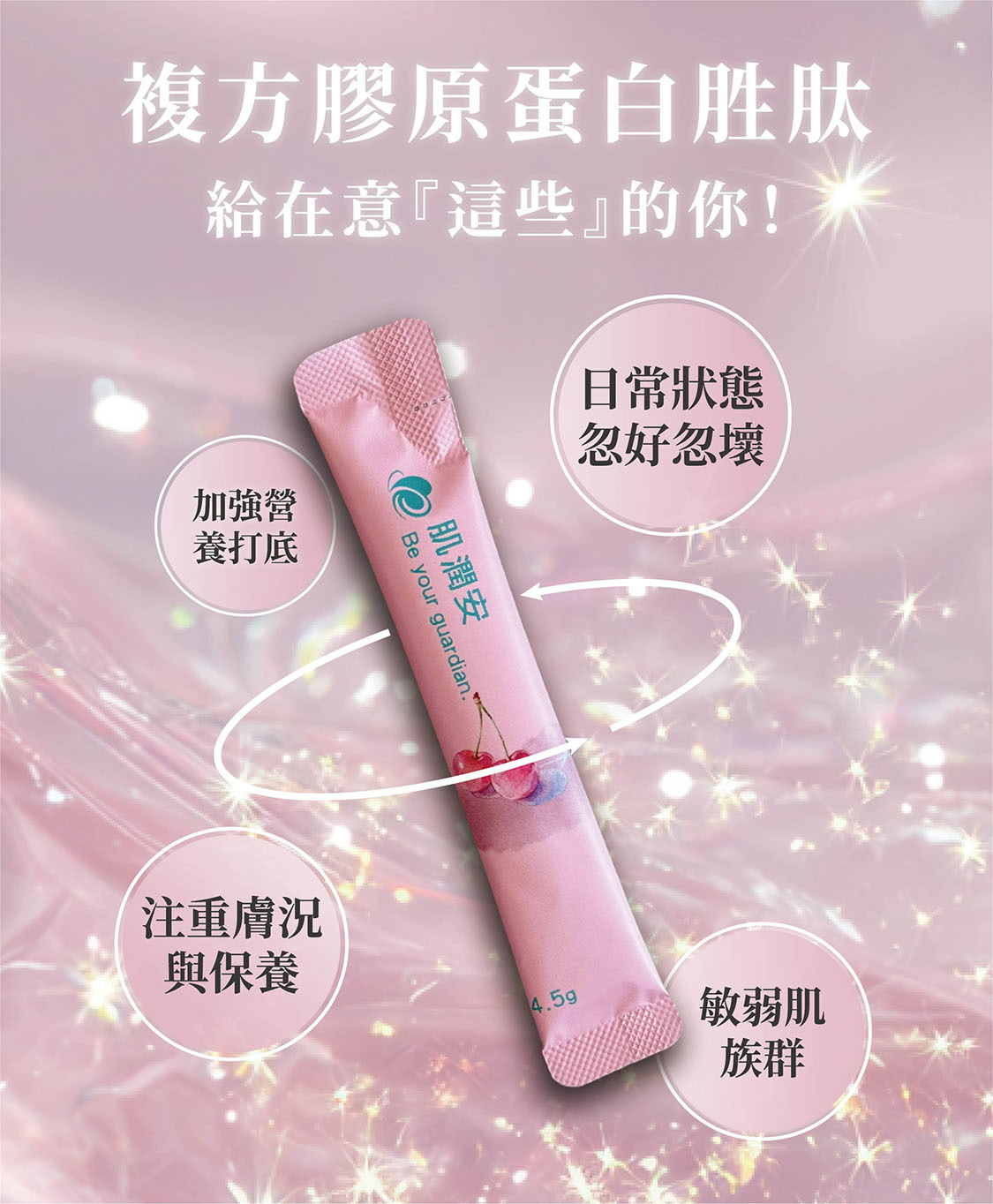 複方膠原蛋白胜肽適合給在意加強營養打底、膚況保養、日常膚況忽好忽壞、敏弱肌族群的你