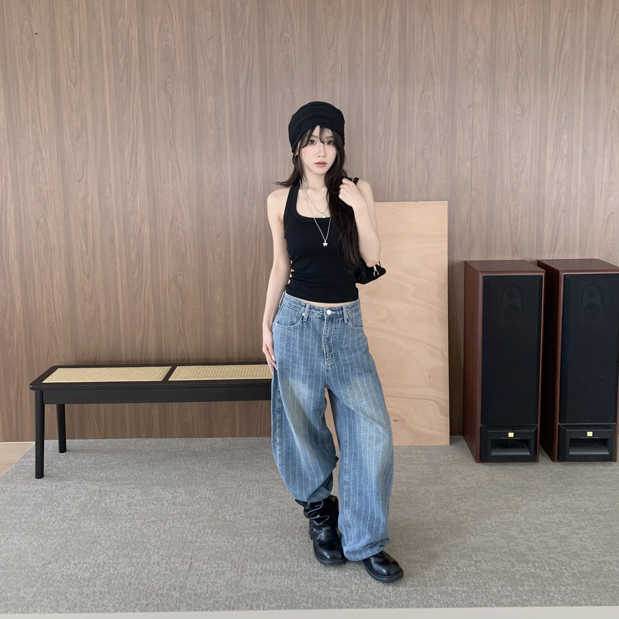 ISA_星機藏不住! 你沒有的直條紋牛仔褲_64044