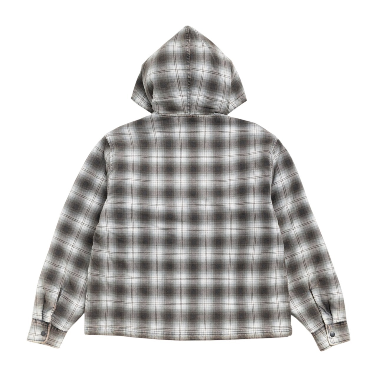 STUSSY ZIP HOODED PLAID SHIRT SIZE M