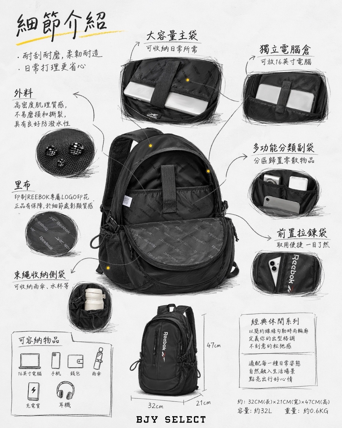#預購 Reebok 簡約 戶外 通勤 防水 雙肩背包 書包 電腦包 兩色