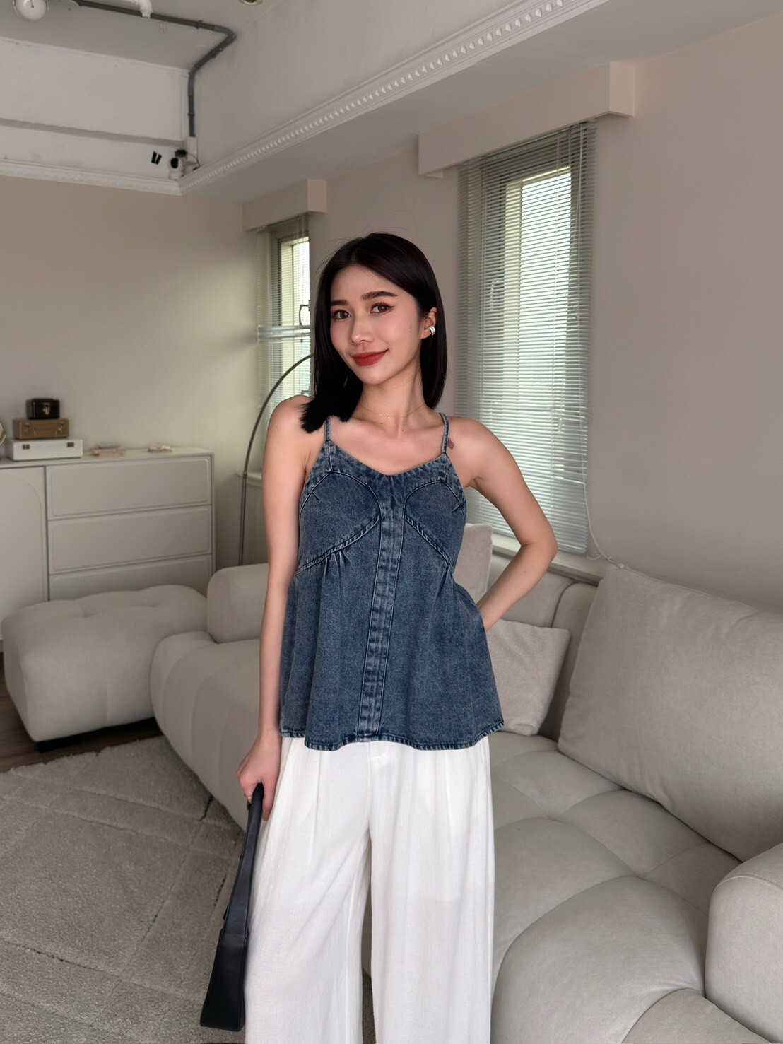 法式造型丹寧背心