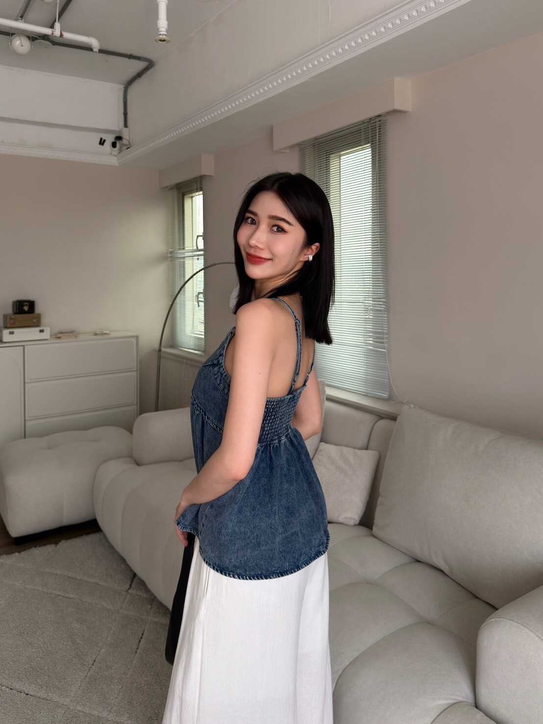 法式造型丹寧背心