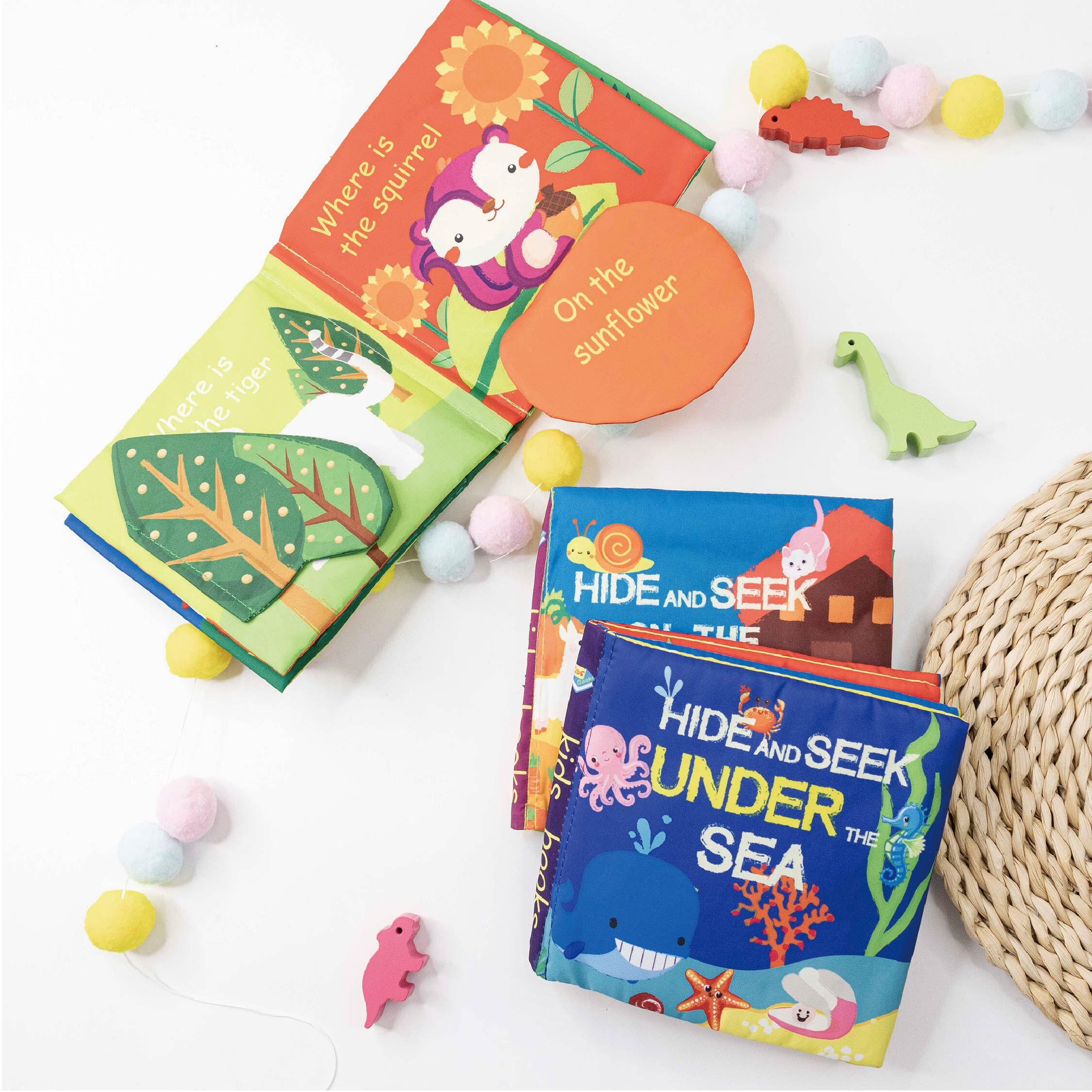 躲貓貓互動英文幼兒布書＊三款 (JS0387)