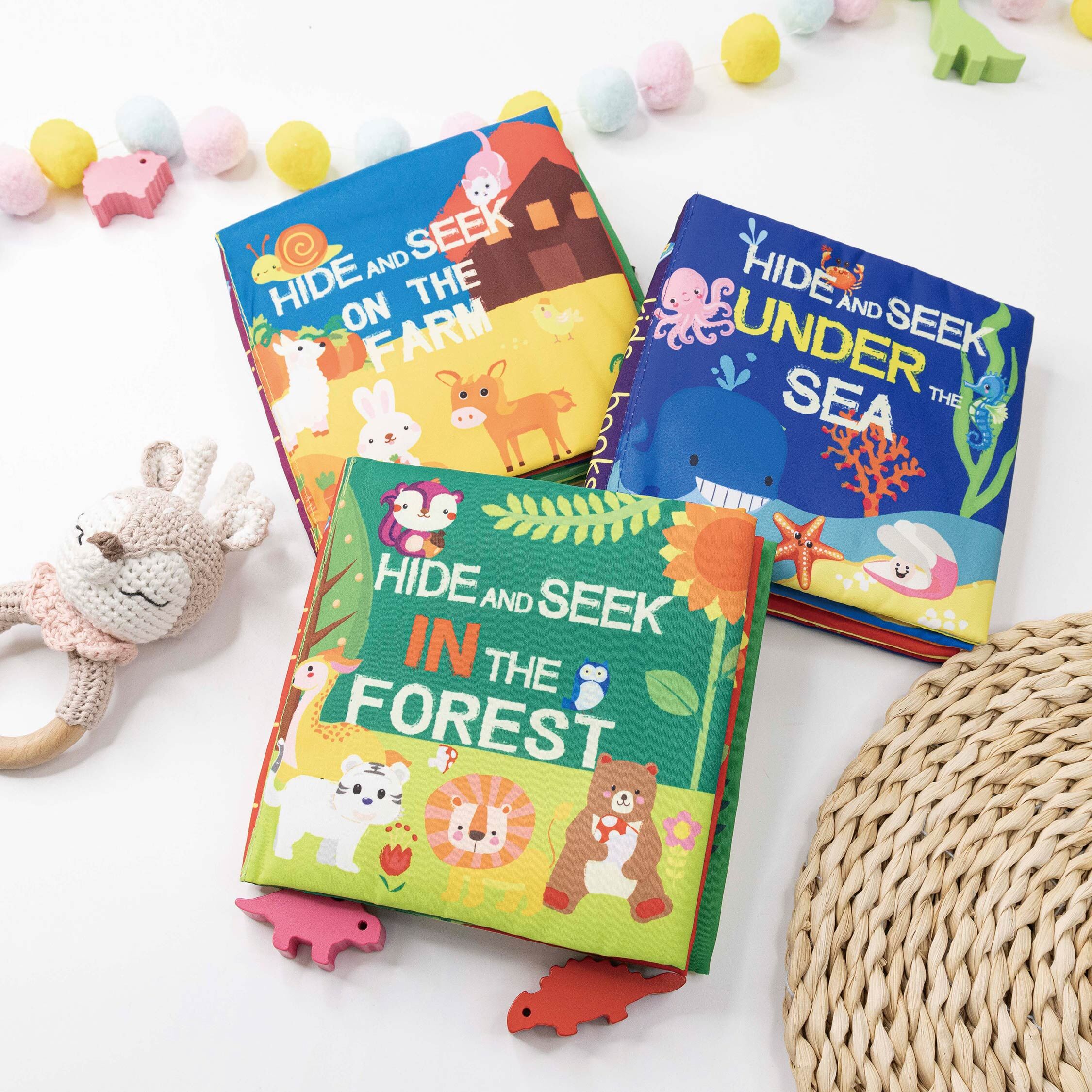 躲貓貓互動英文幼兒布書＊三款 (JS0387)