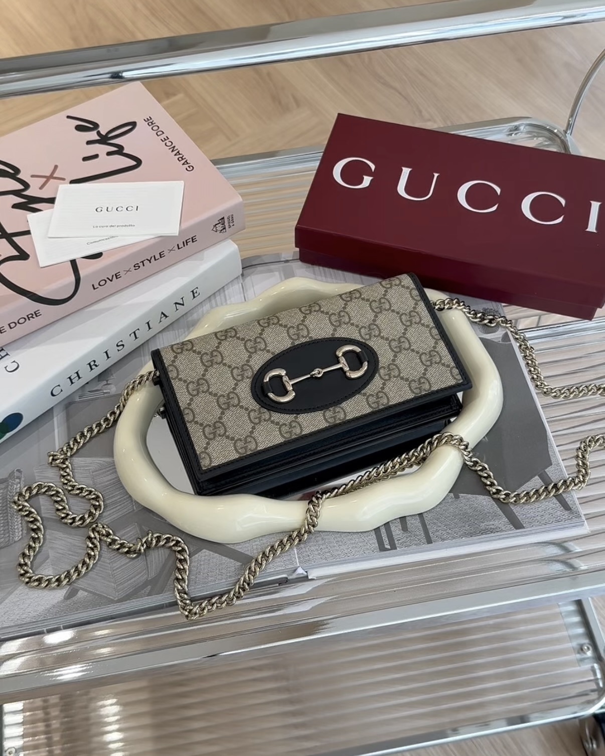 GUCCI｜HORSEBIT 1955 WOC鏈條包 黑色