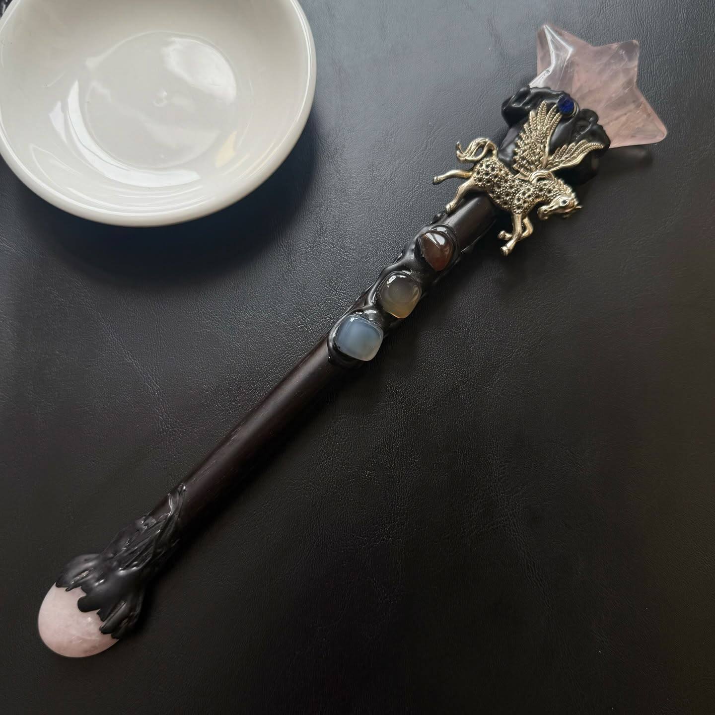 [原石] 粉晶小樹瑪瑙 水晶魔法杖