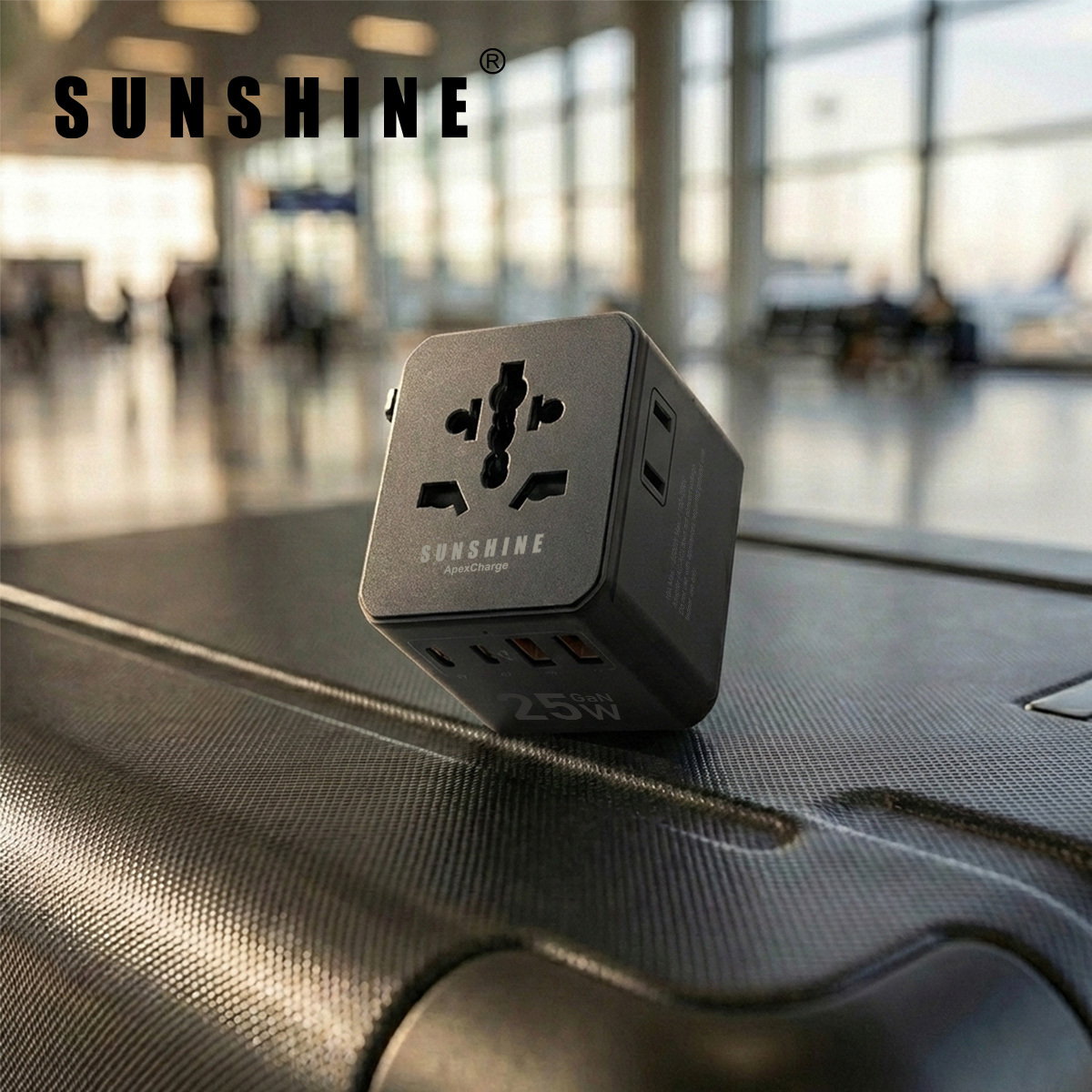 GaN快速充電器 25W 4插口(2C2A) 旅行插座 (黑色) TRD-25W