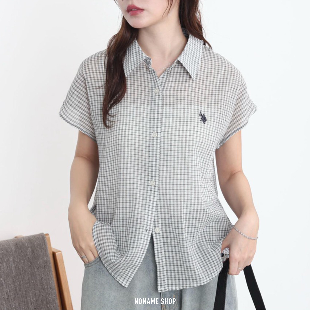 U.S. POLO ASSN. 格紋 法式袖 襯衫 三色 (女款)