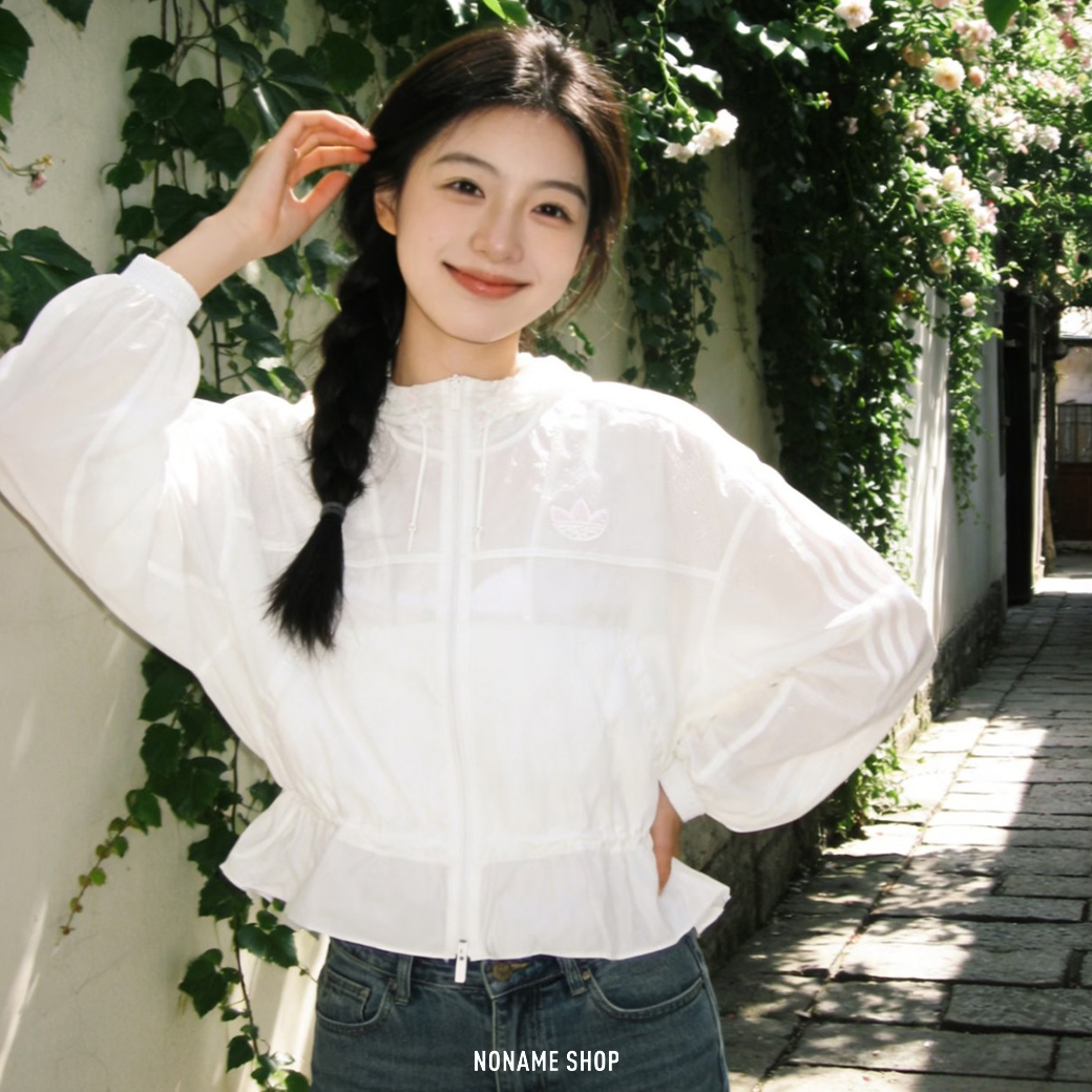 ADIDAS ORIGINALS 韓系 珍珠 收腰 連帽 防曬 防風 防潑水 外套 (女款)