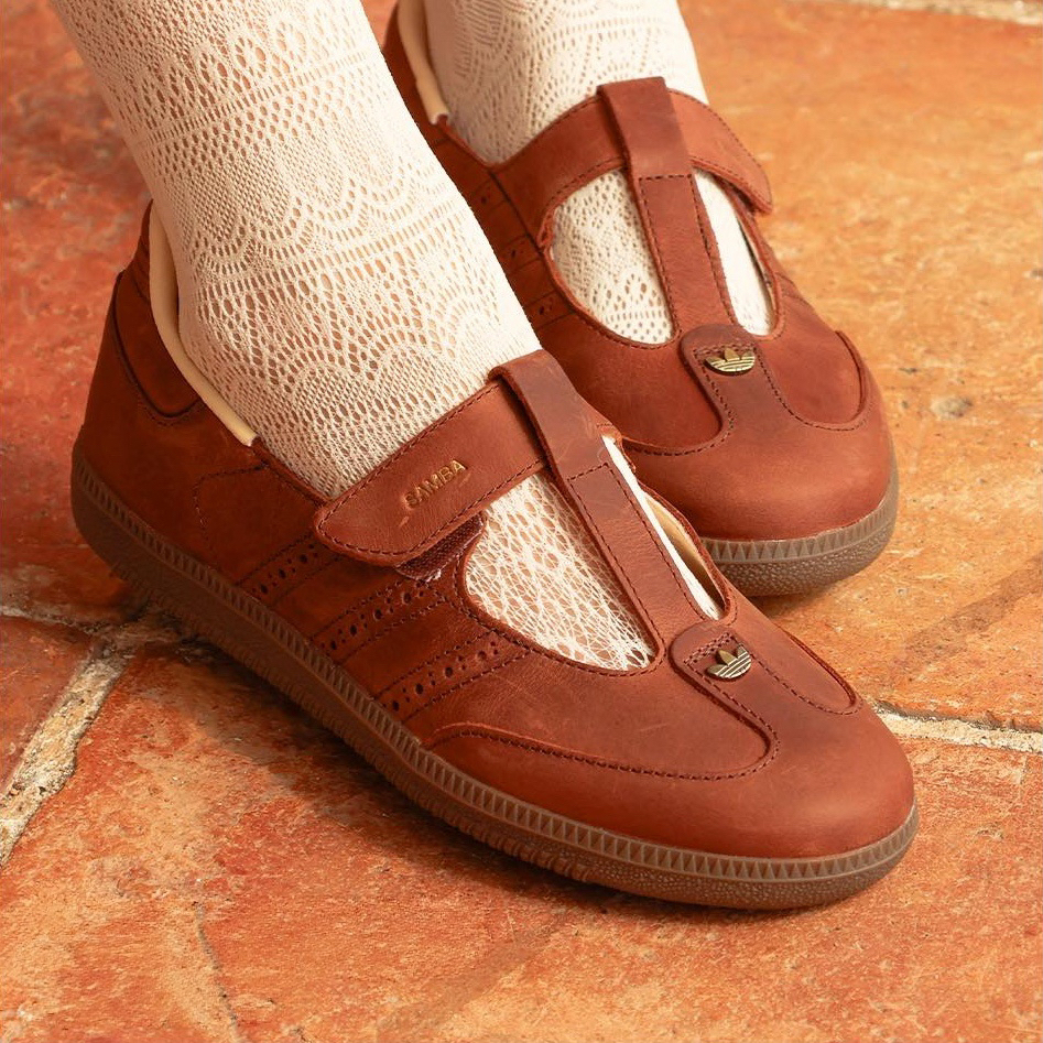 Adidas Originals Samba Jane 日本新款 牛皮系列 咖啡棕 瑪莉珍鞋 HP7130