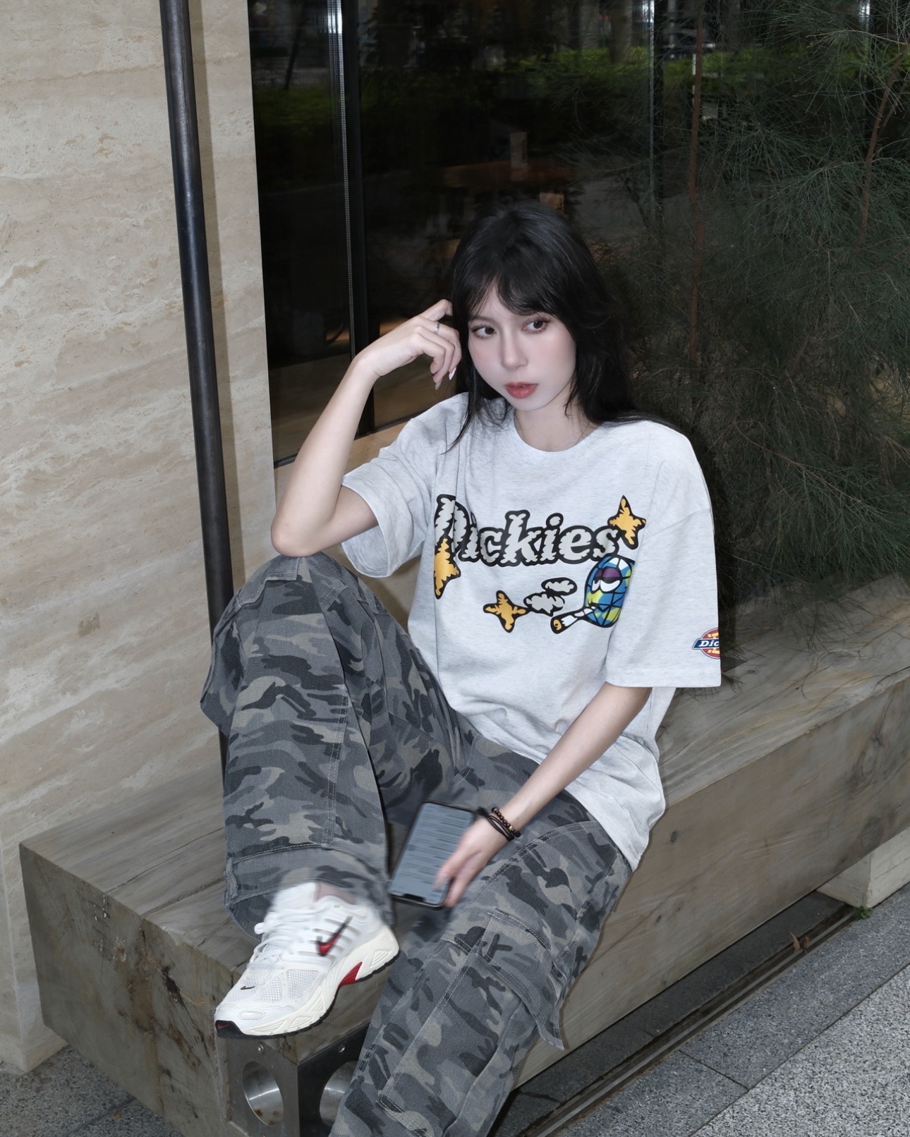 #預購 Dickies 300G 美式重磅復古 塗鴉雲朵字體 透氣落肩 百搭休閒 寬鬆短踢 四色