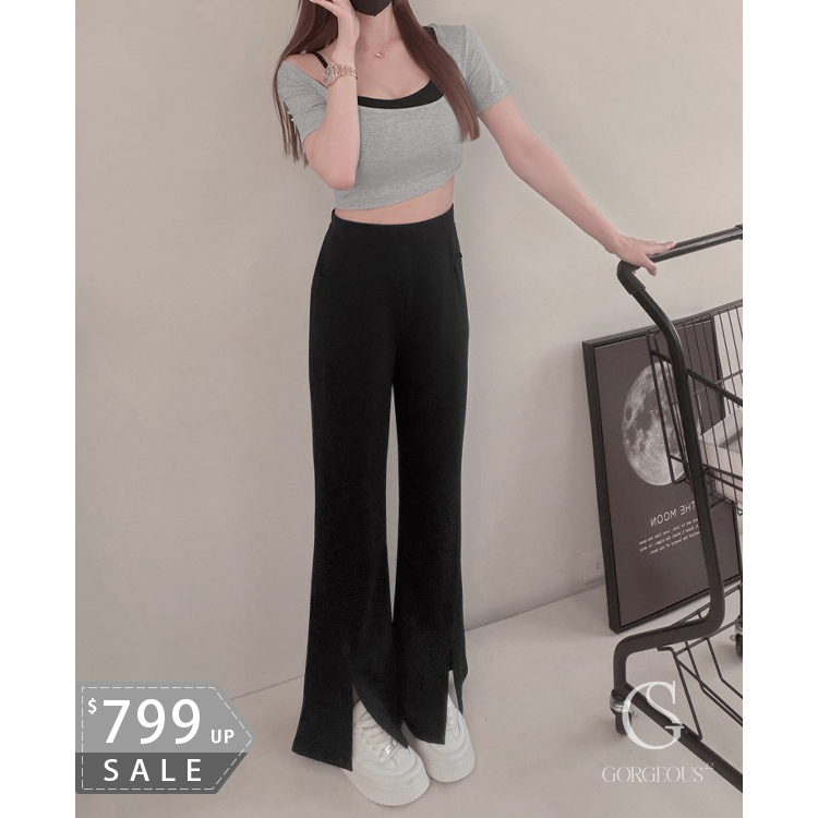 G9825 「麻糬防曬開衩長褲」