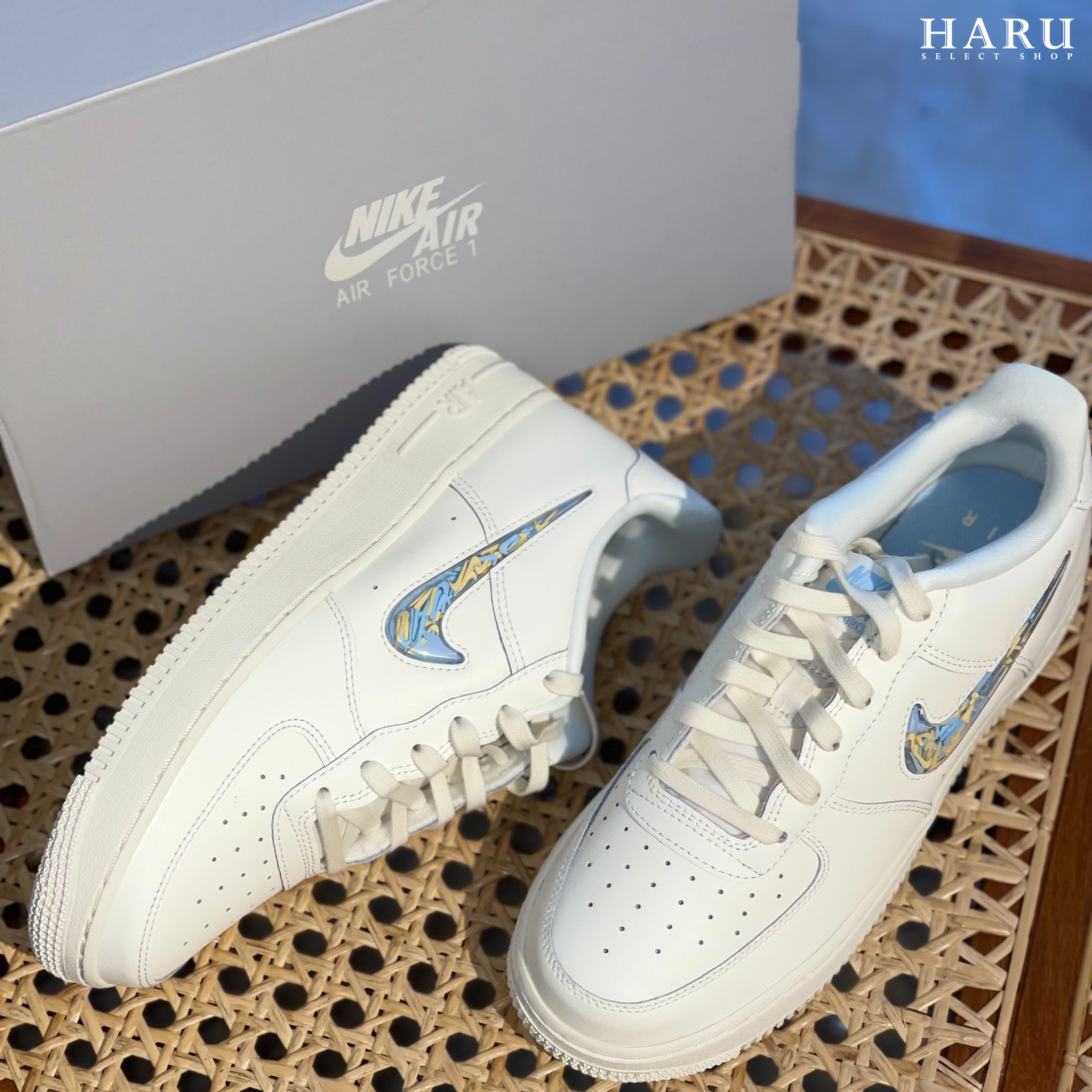 NIKE AIR FORCE 1 流沙 小勾 果凍勾 立體 奶油白 女休閒鞋 IM6697-141