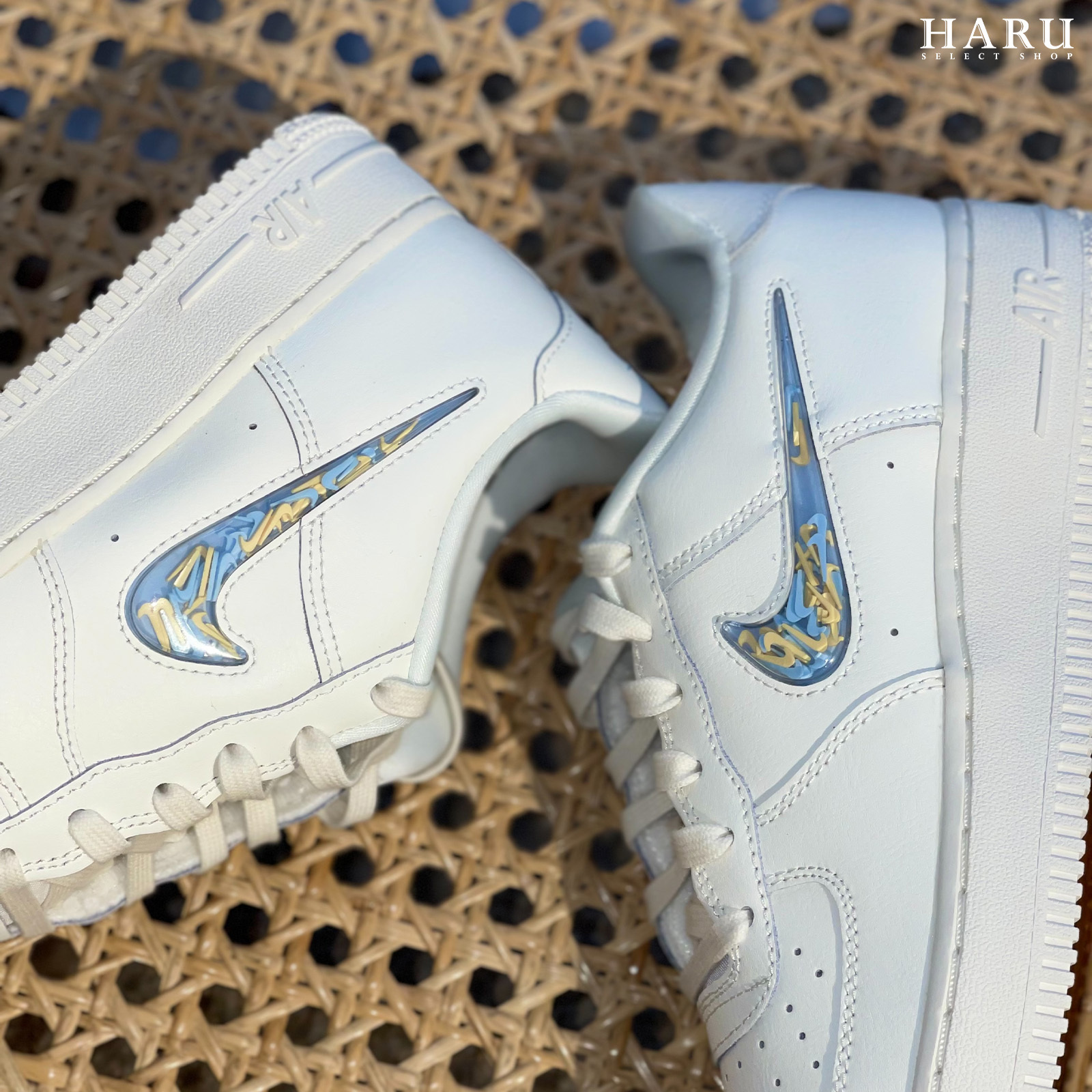 NIKE AIR FORCE 1 流沙 小勾 果凍勾 立體 奶油白 女休閒鞋 IM6697-141